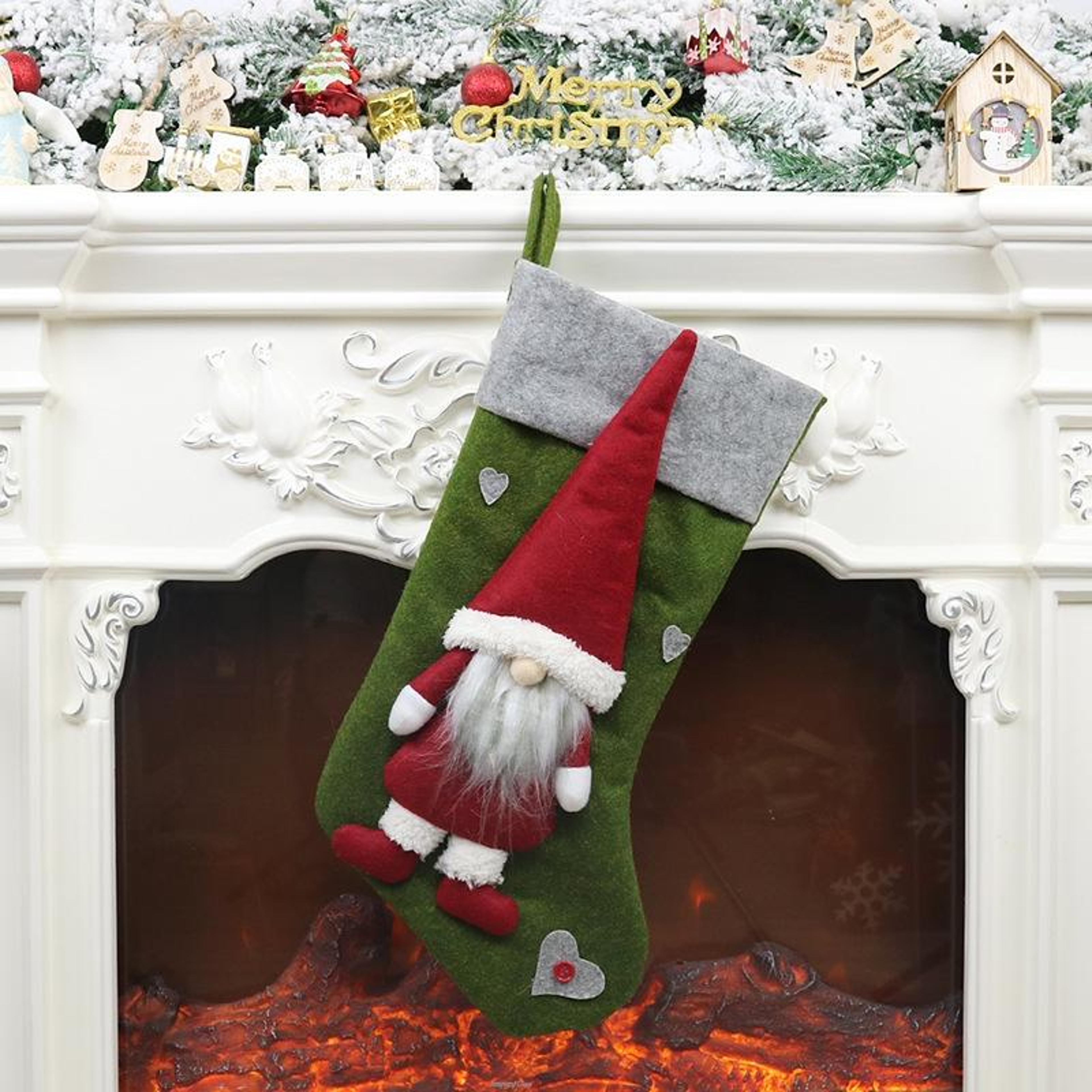 Christmas Gnome Stocking Gift Bag With Plush Faceless Doll Holiday Decoration 5