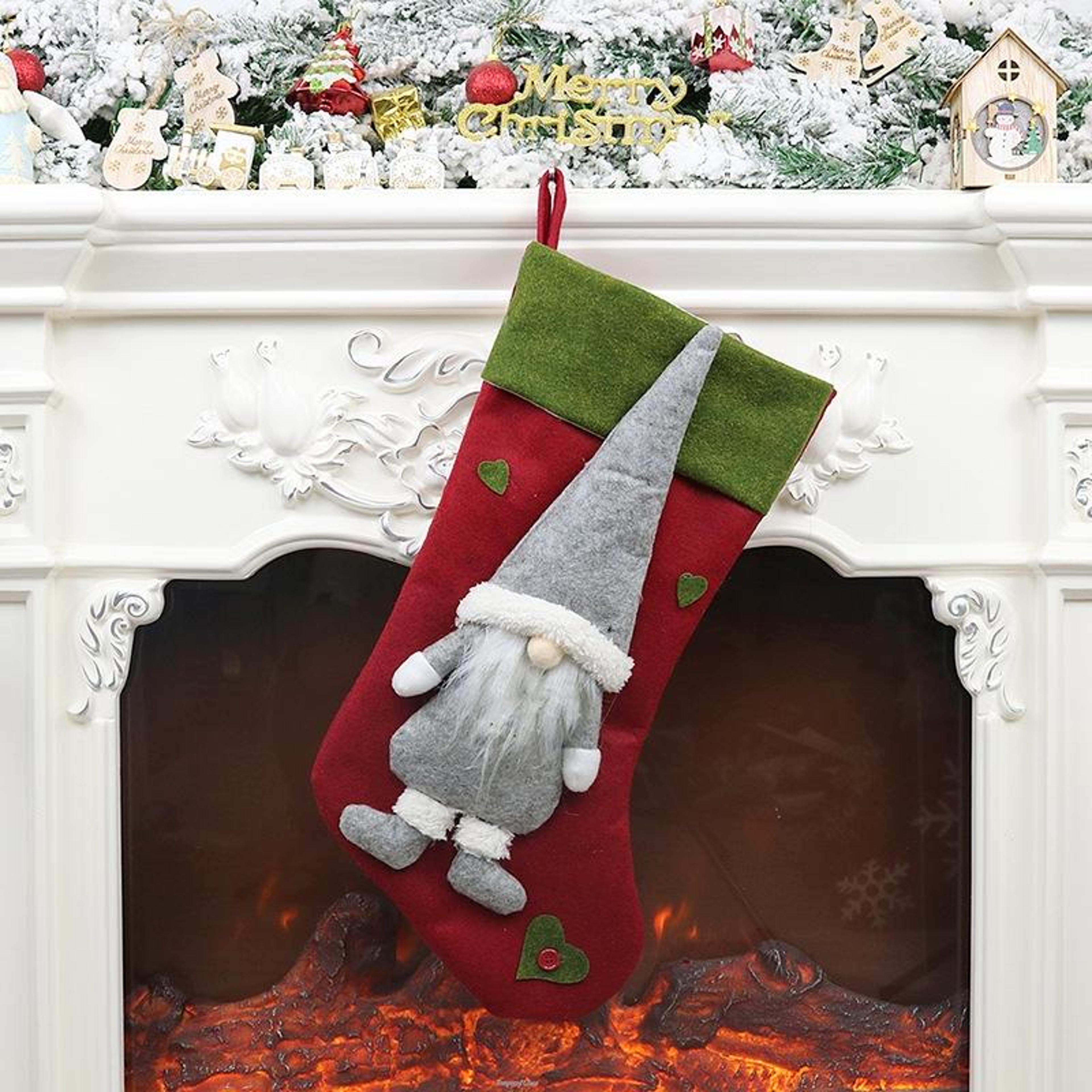 Christmas Gnome Stocking Gift Bag With Plush Faceless Doll Holiday Decoration 3