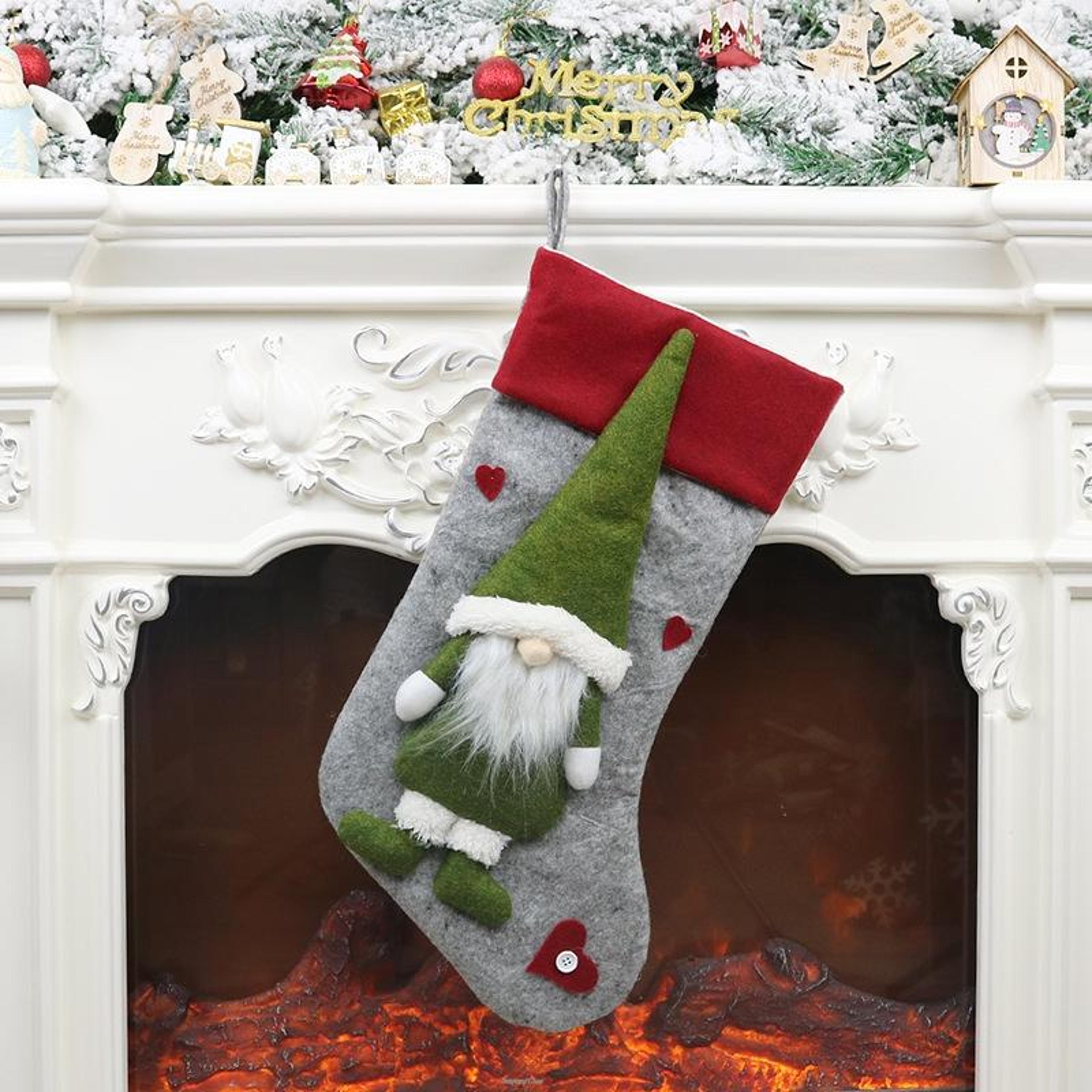 Christmas Gnome Stocking Gift Bag With Plush Faceless Doll Holiday Decoration 4