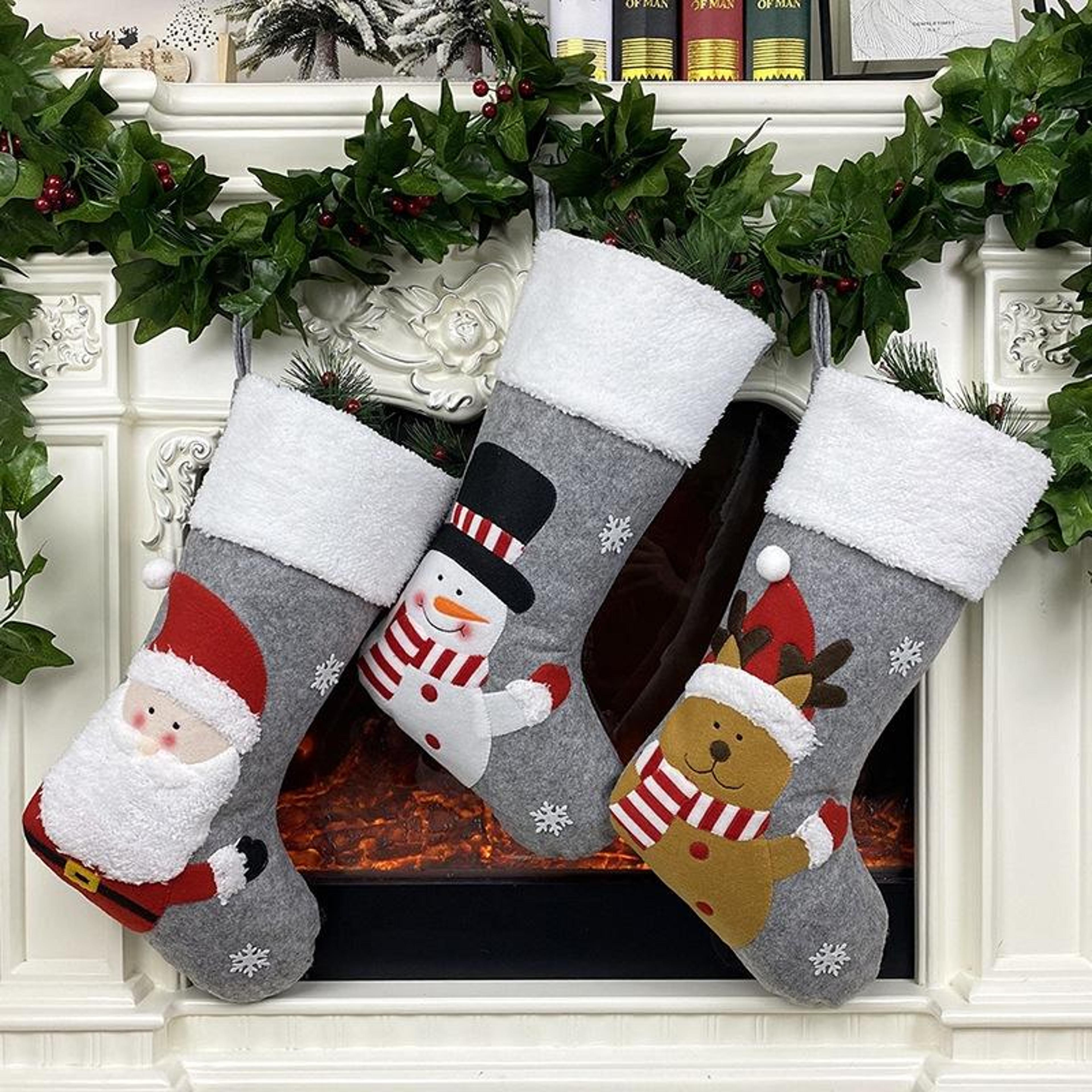 Plush Christmas Stocking Gift Bag For Festive Holiday Decorations 3