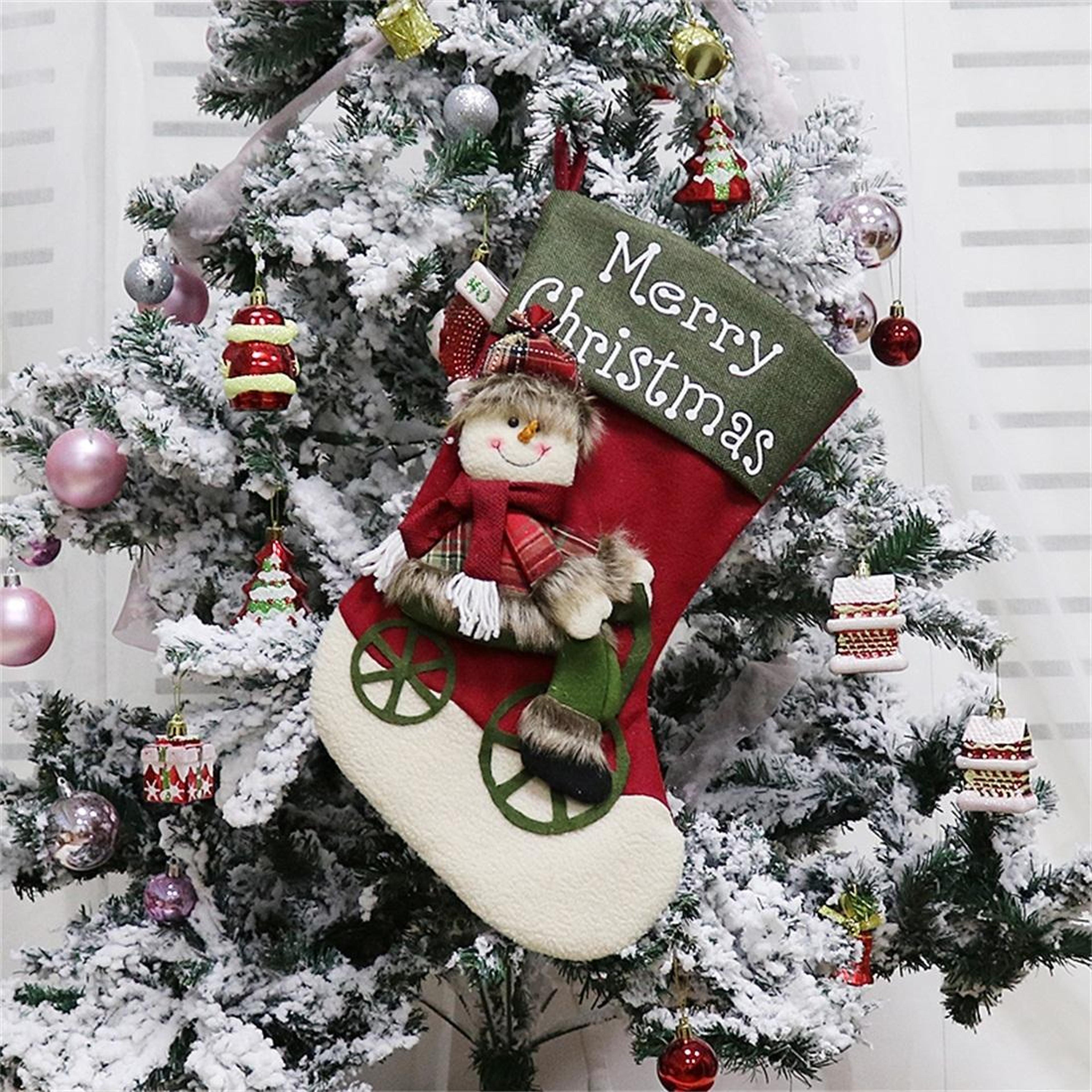Santa Claus Christmas Stocking Gift Bag Large Plush Hanging Christmas Decoration 4