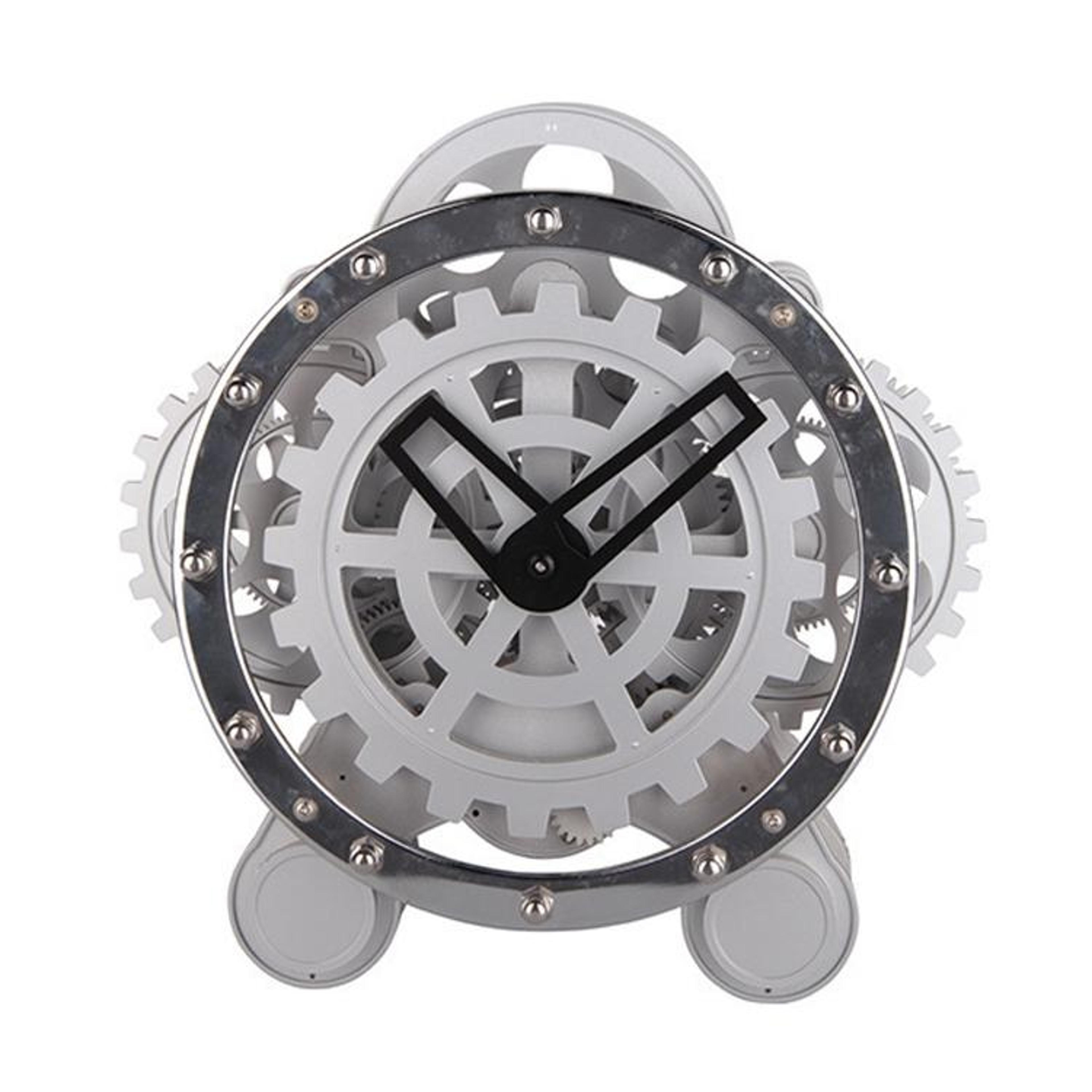 Rotating Gear Decorative Table Clock With Stainless Steel Base And Quartz Movement 0