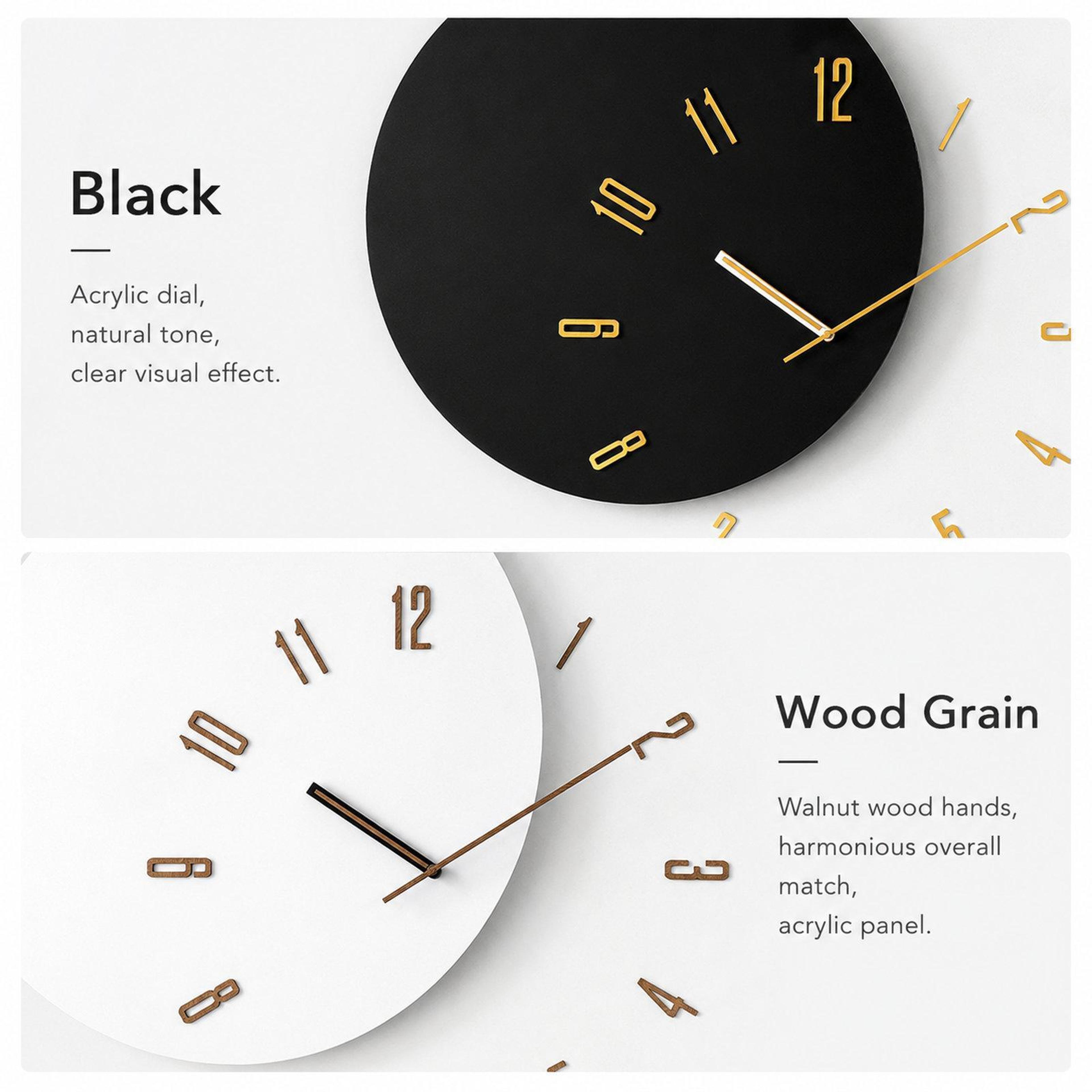 Modern Silent Wall Clock With Asymmetrical Wood Design For Living Room And Office 2