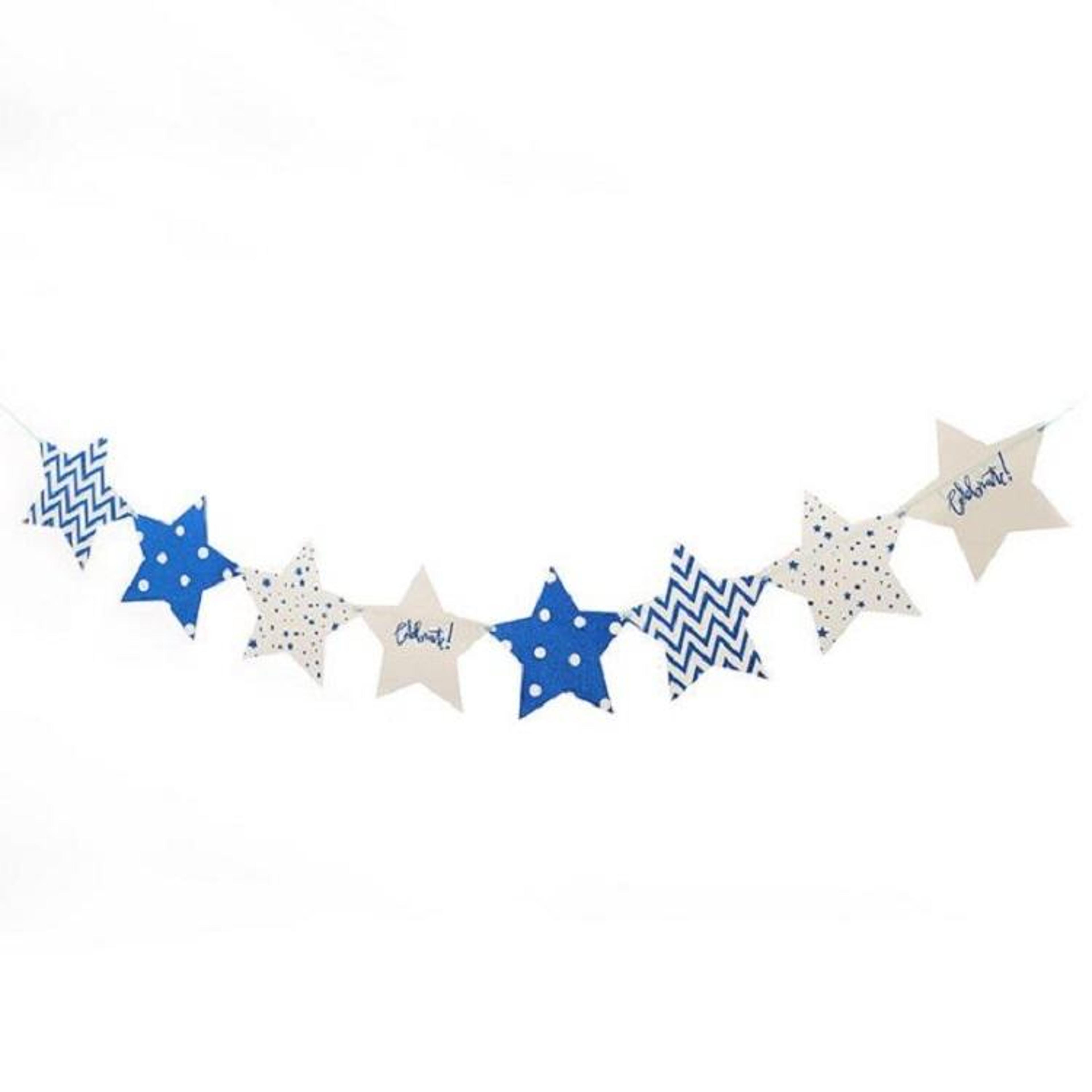 Blue Glitter Star Garland Paper Bunting For Birthday Party Decorations 5