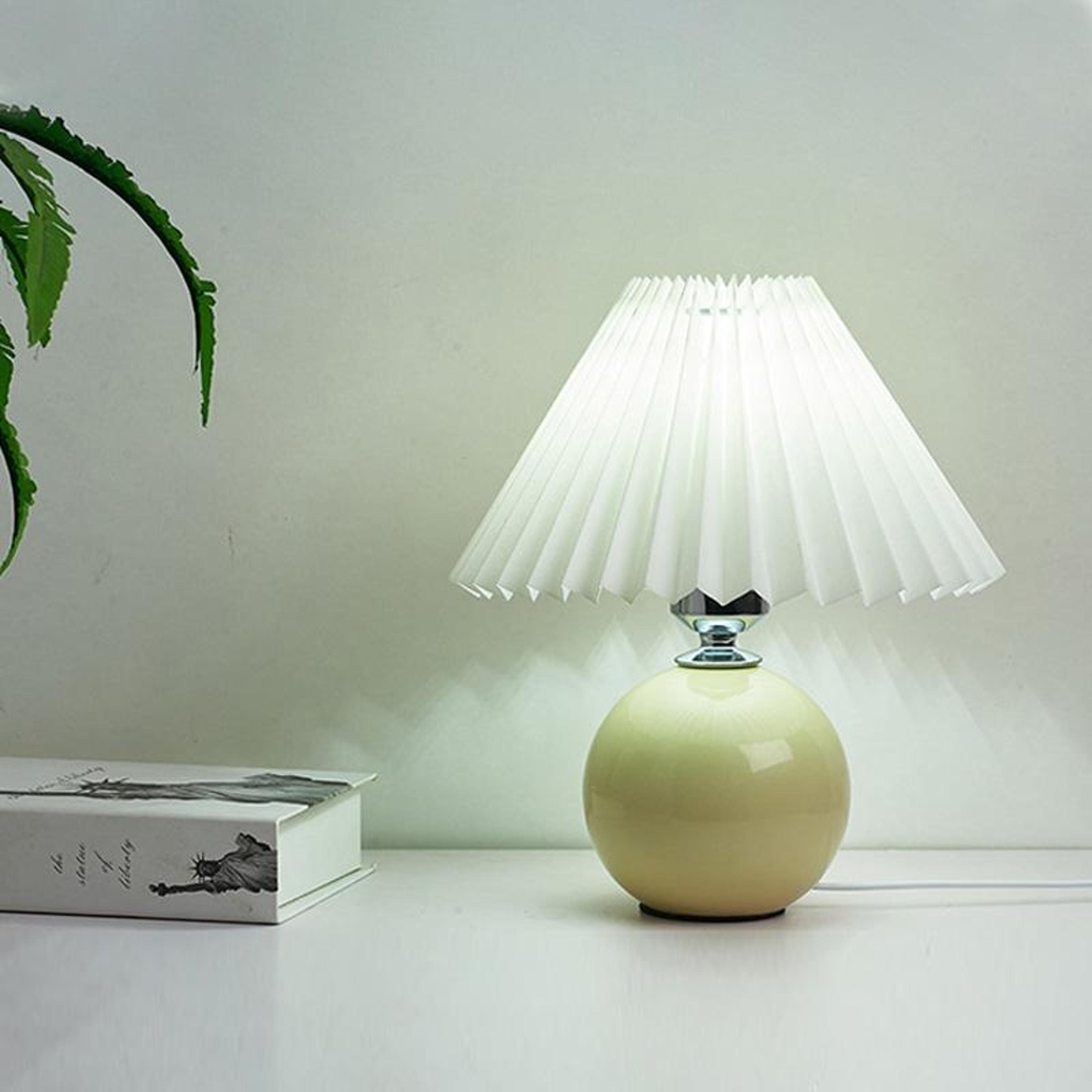 Modern Ceramic Table Lamp With Pleated Shade For Cozy Bedside Lighting 2