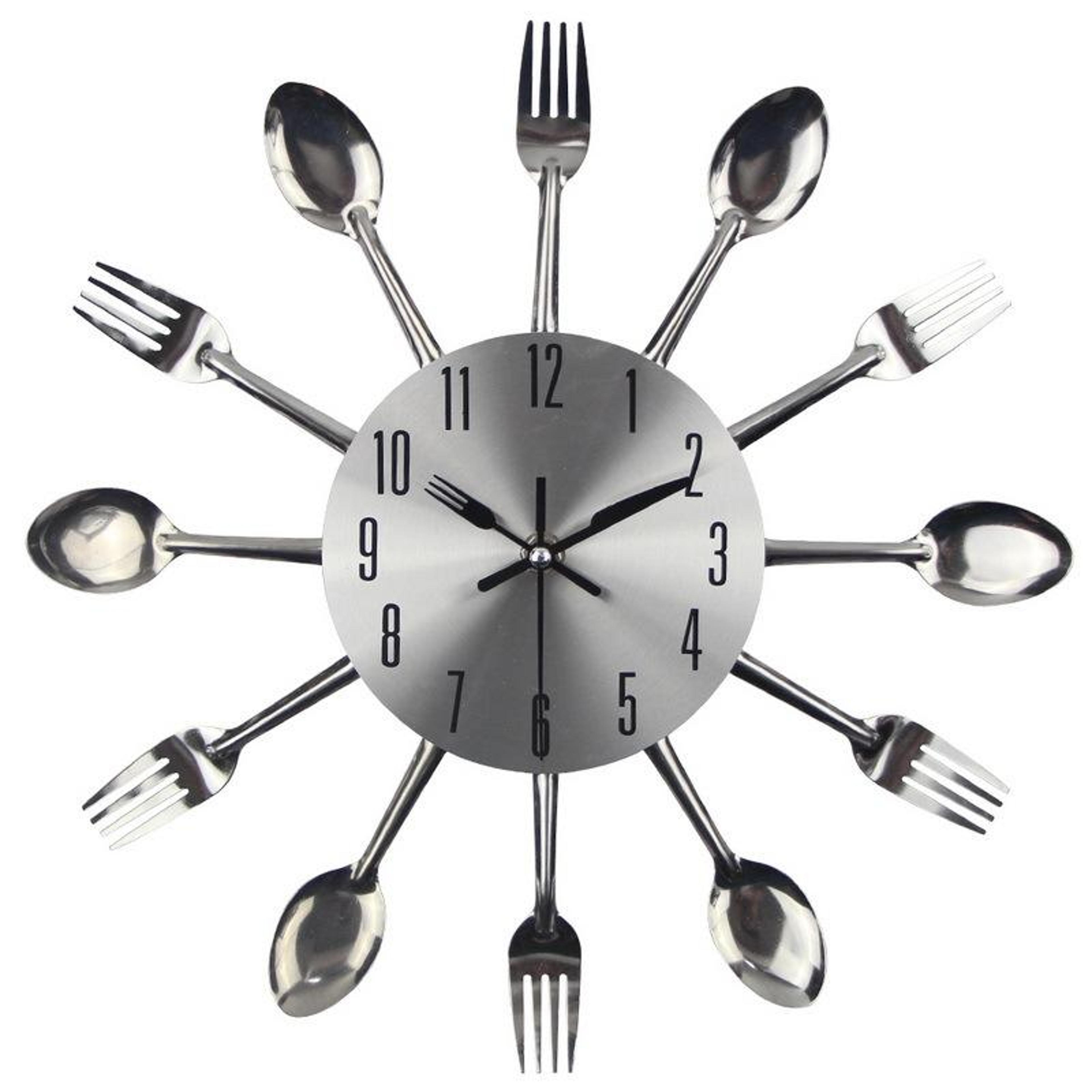 Modern Cutlery Wall Clock With Spoon And Fork Design Metal Kitchen Wall Clock 0