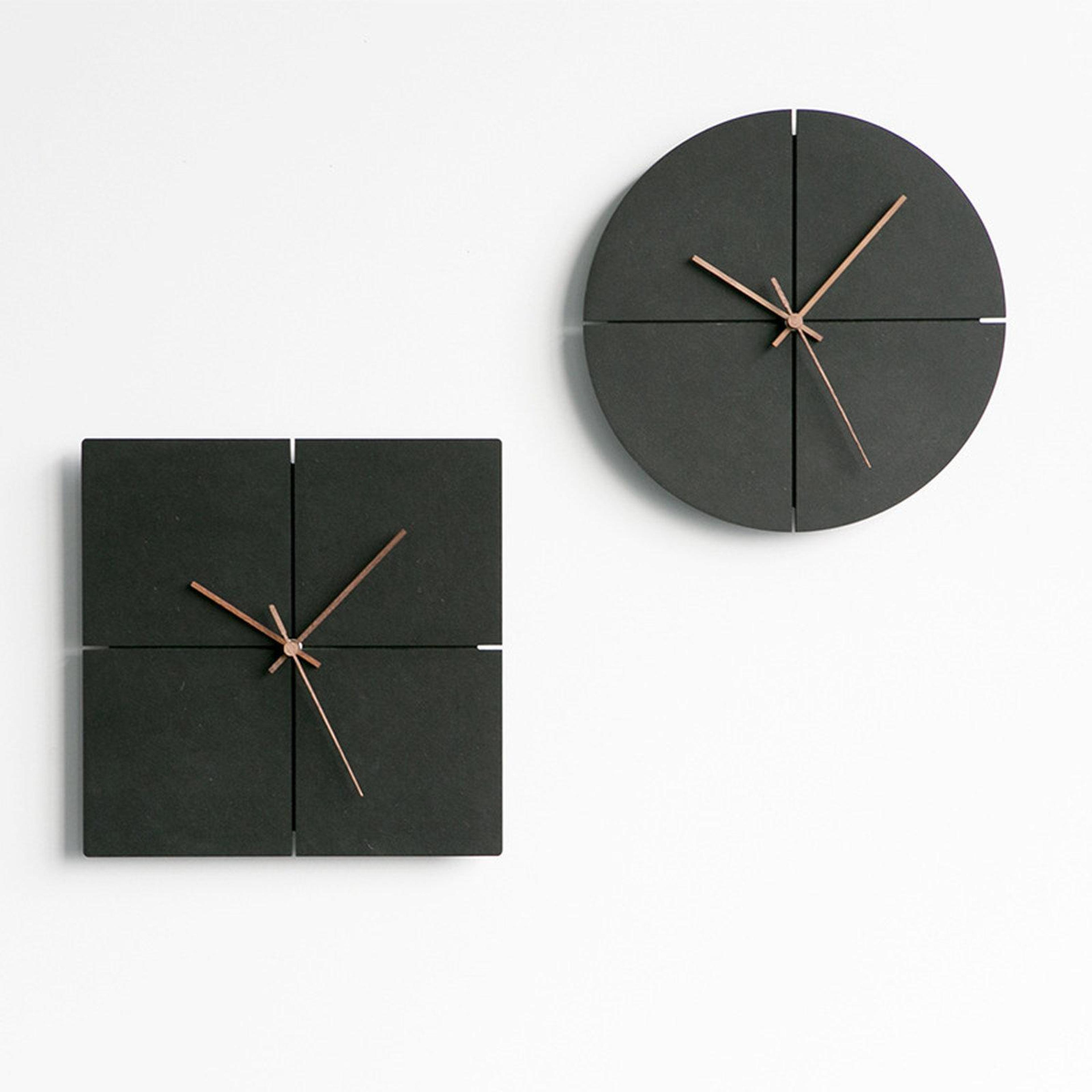 Modern Silent Wall Clock With Walnut Hands And Minimalist Geometric Design 1