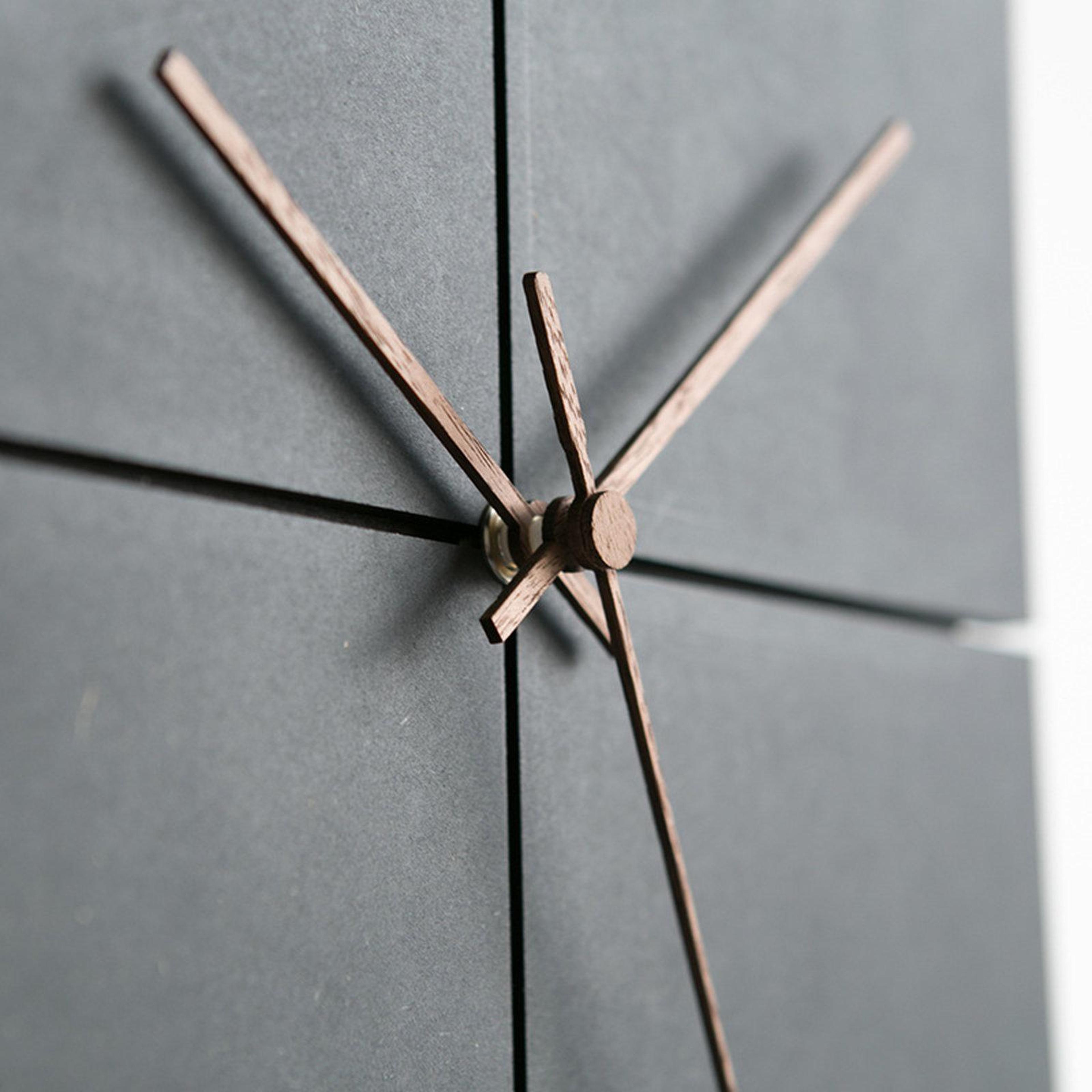 Modern Silent Wall Clock With Walnut Hands And Minimalist Geometric Design 7