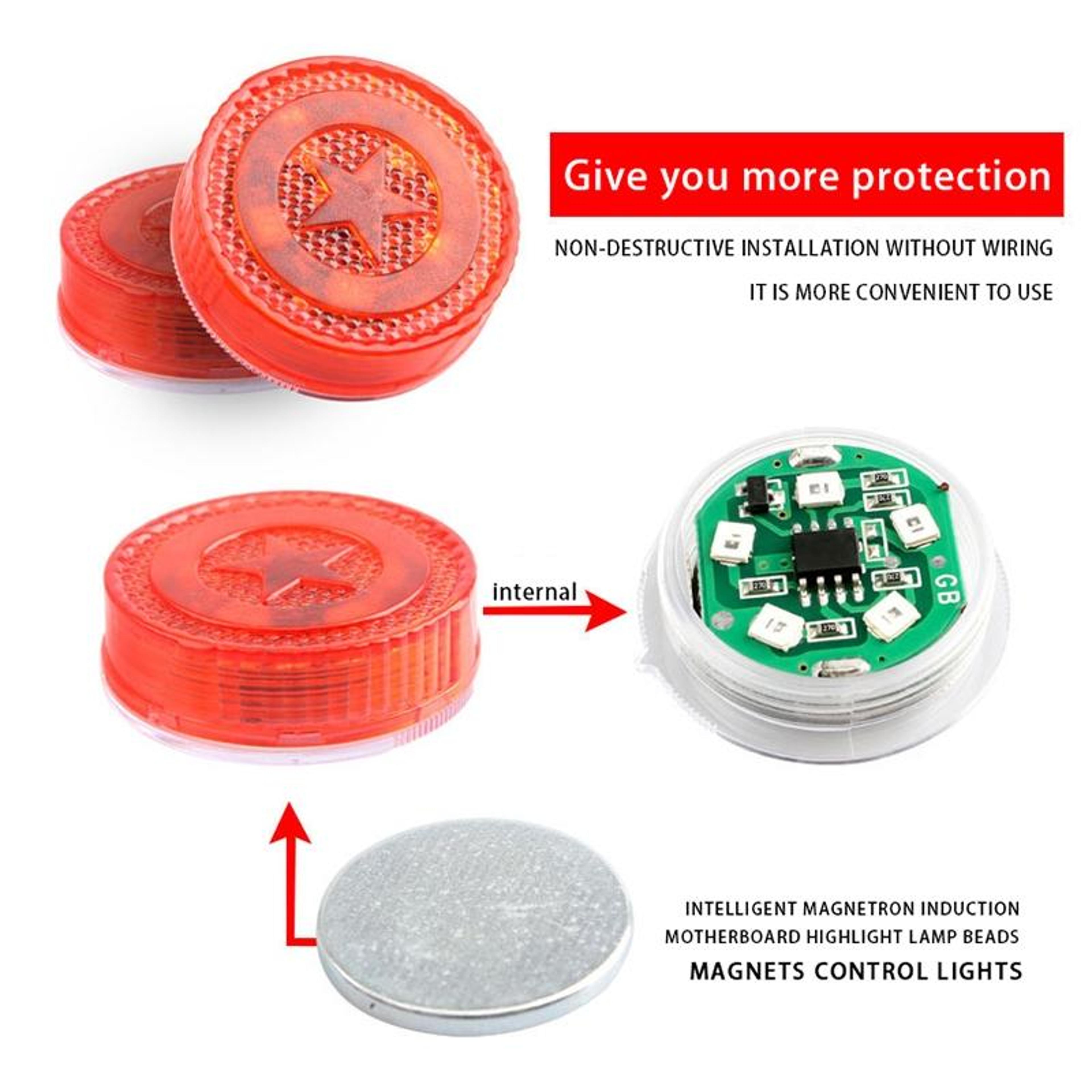 2 PCS Magnetic Car Door Warning Lights With Red Strobe And White Courtesy Light 2