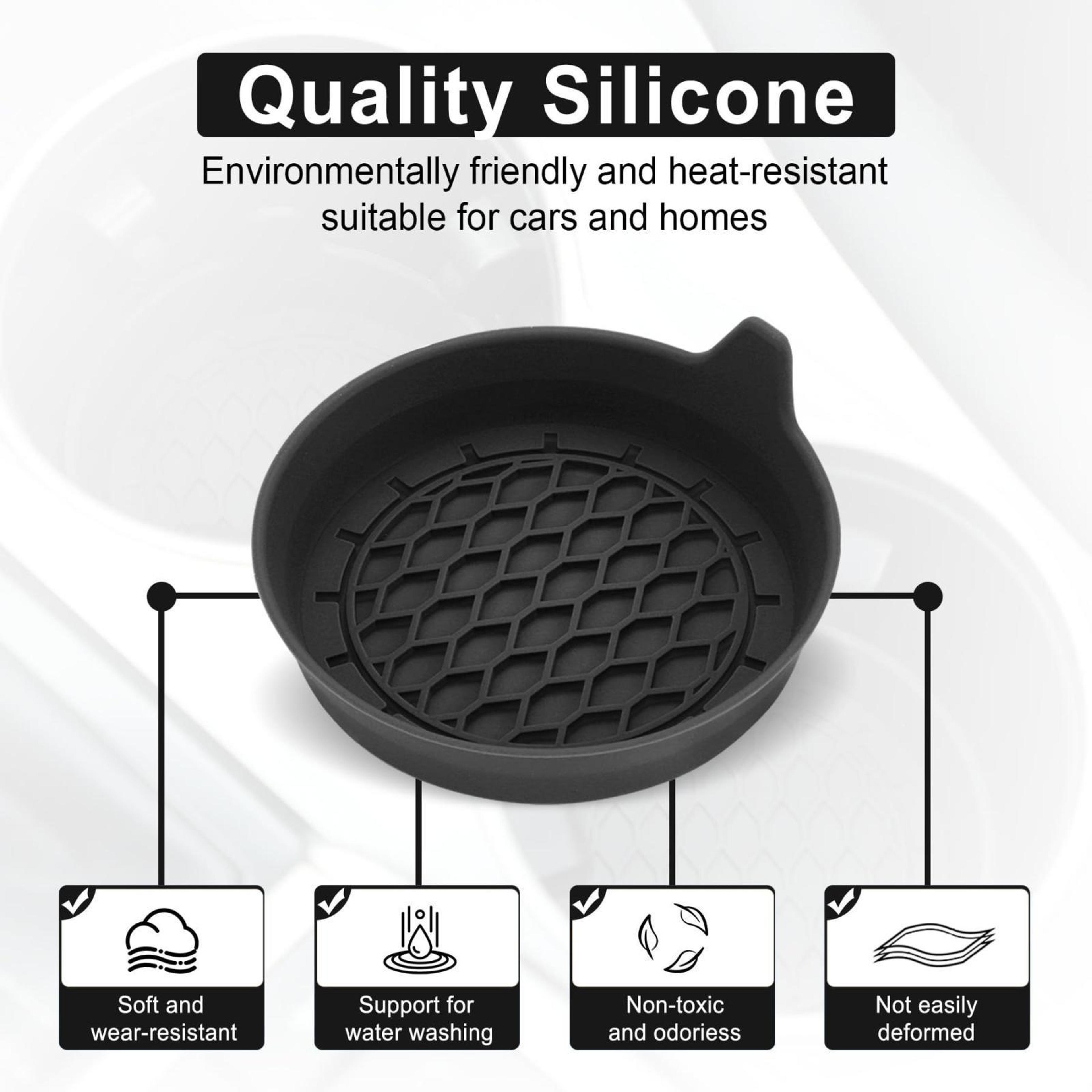 4PCS Silicone Car Cup Holder Coasters With Handle AntiSlip Washable Inserts 4