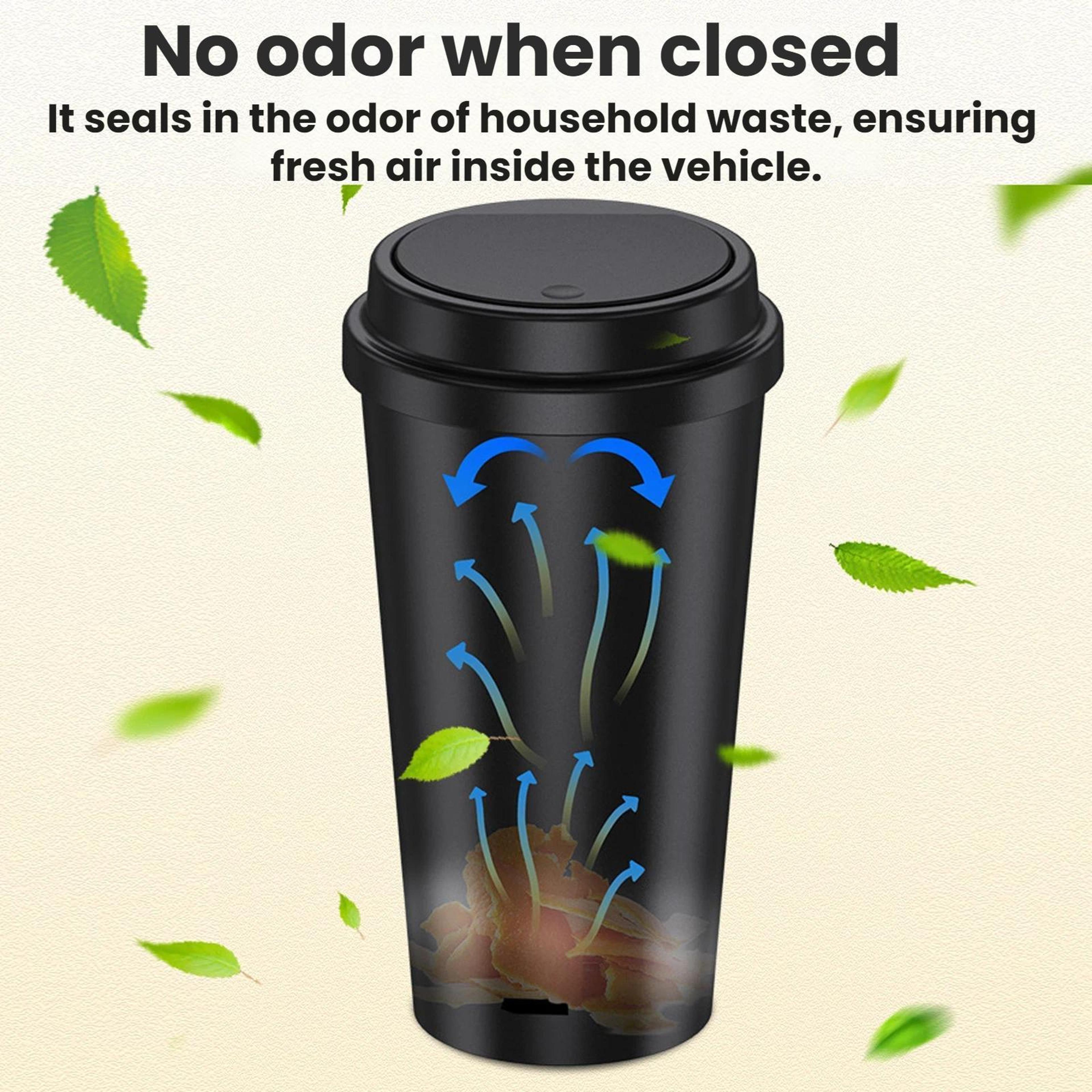 Car Cup Holder Trash Can With OneTouch Lid Compact Mini Car Trash Can  Organizer 3