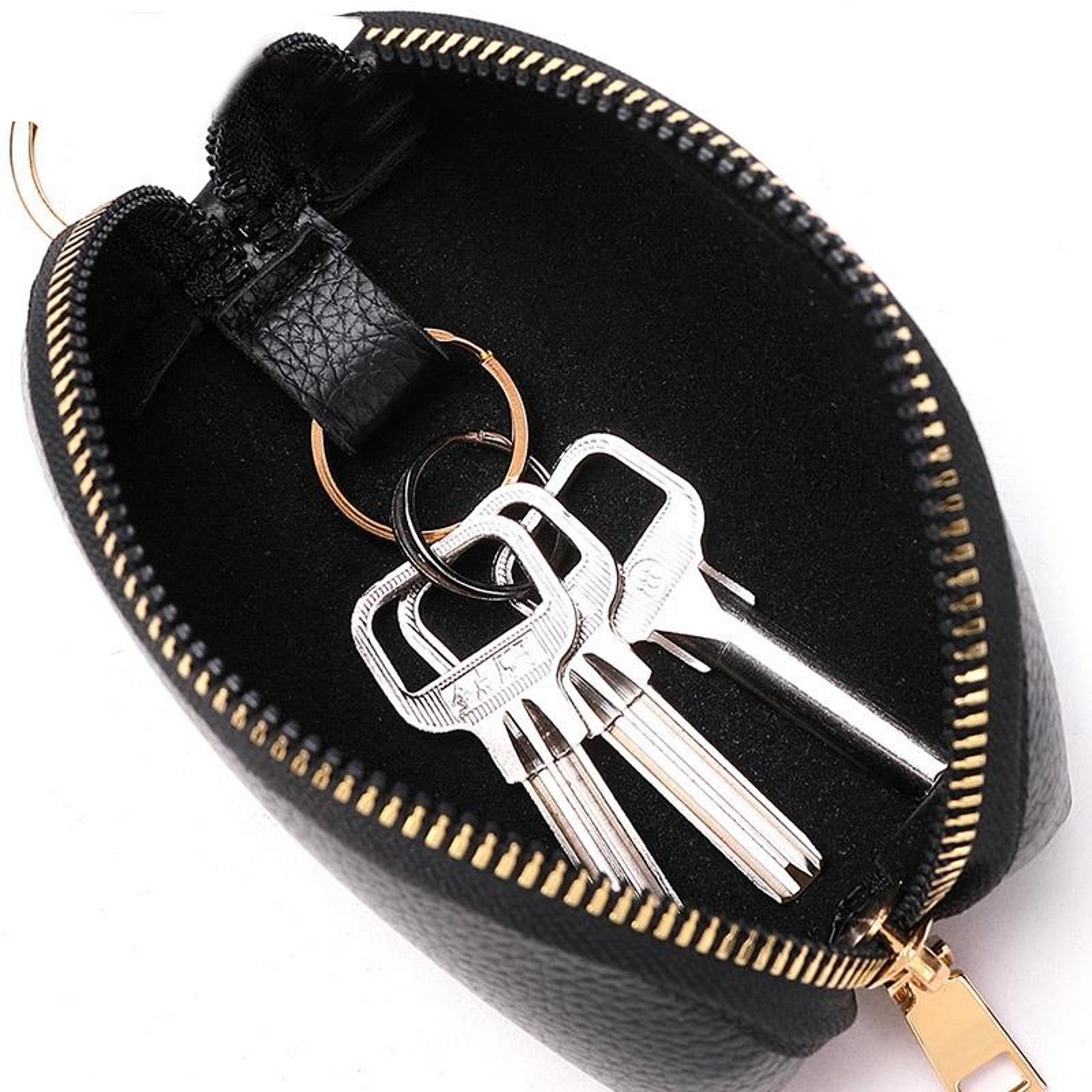 Soft PU Leather Car Key Pouch With Key Ring And Zipper Coin Purse 5