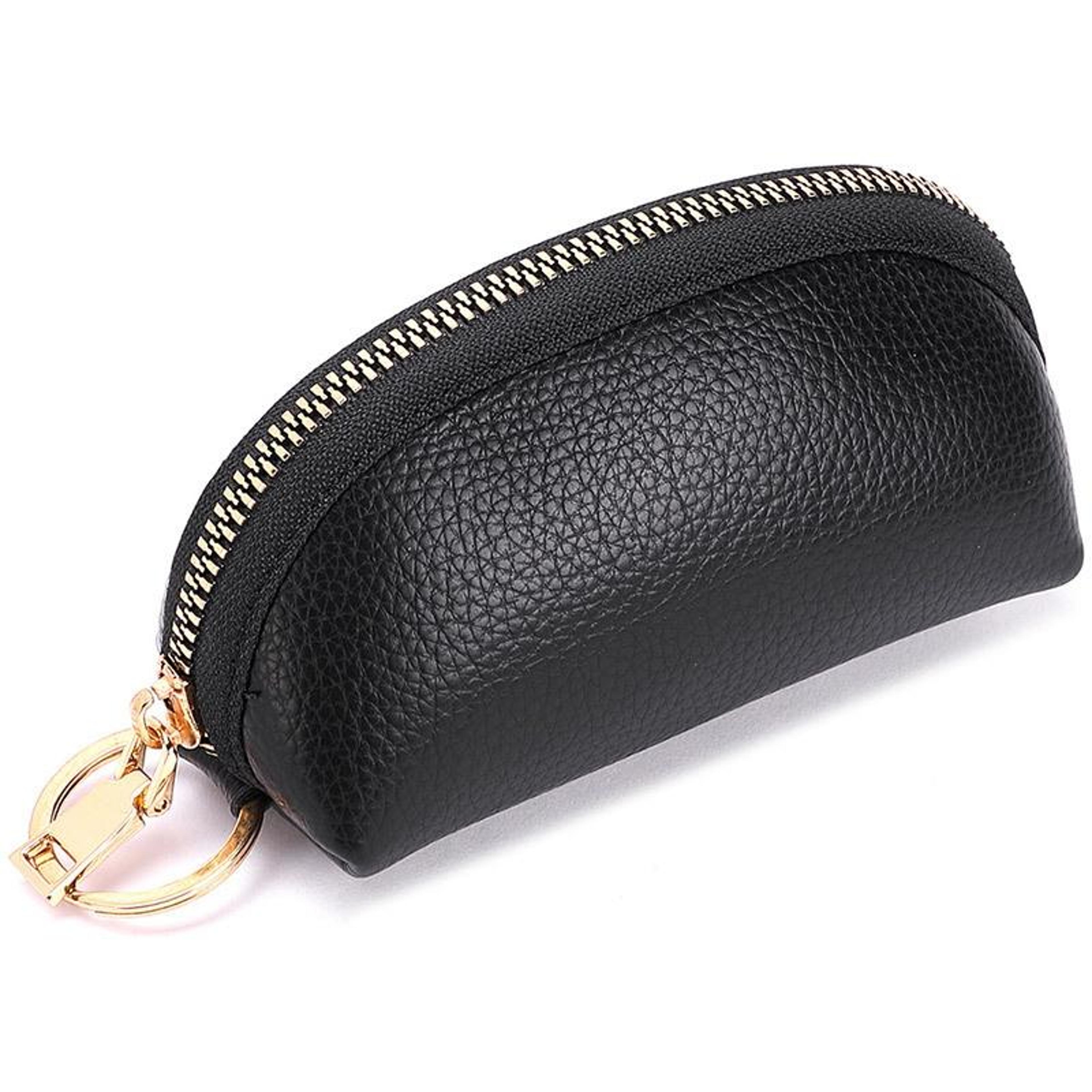 Soft PU Leather Car Key Pouch With Key Ring And Zipper Coin Purse 7