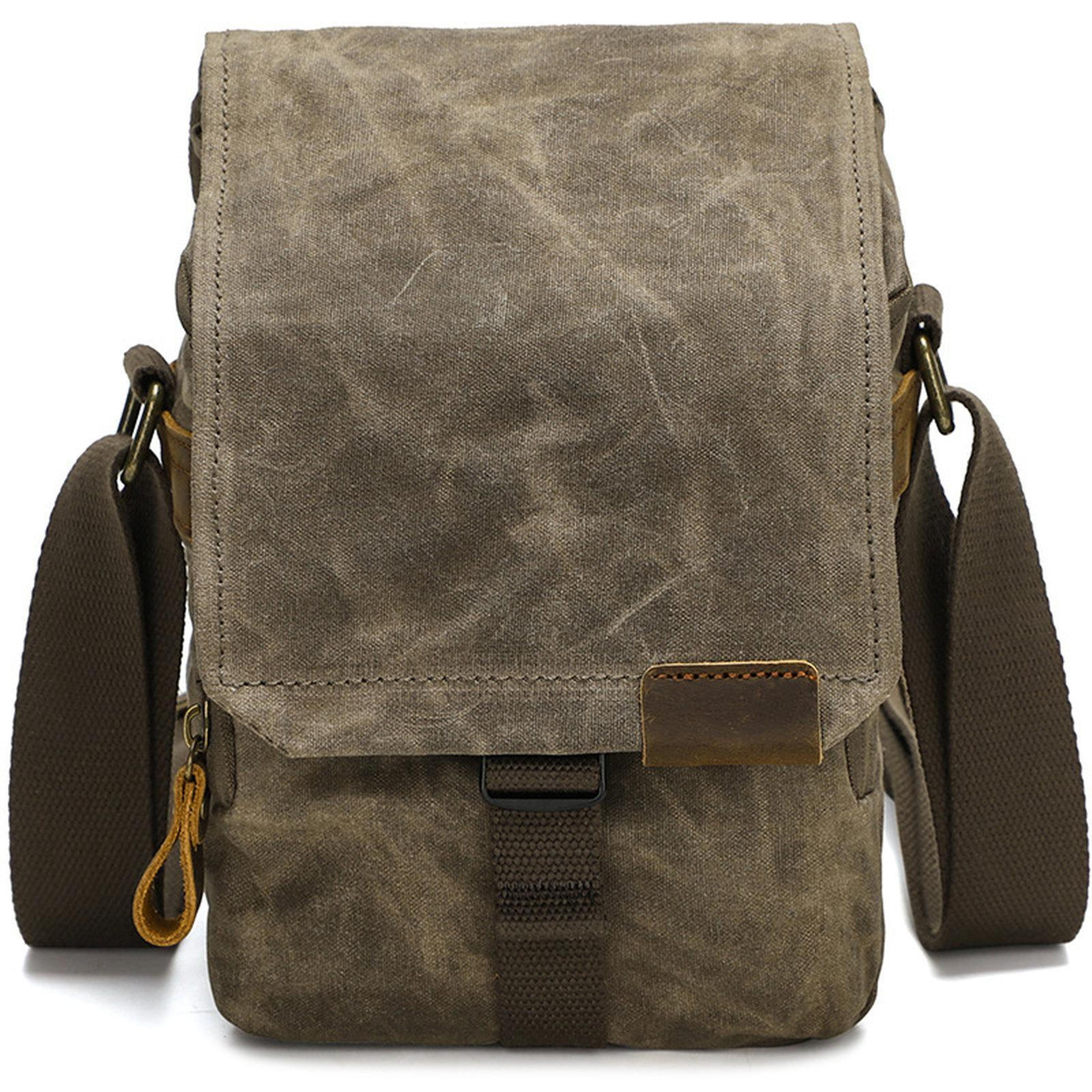 Vintage Waxed Canvas Camera Bag WaterRepellent DSLR  Mirrorless Shoulder Messenger Bag 16