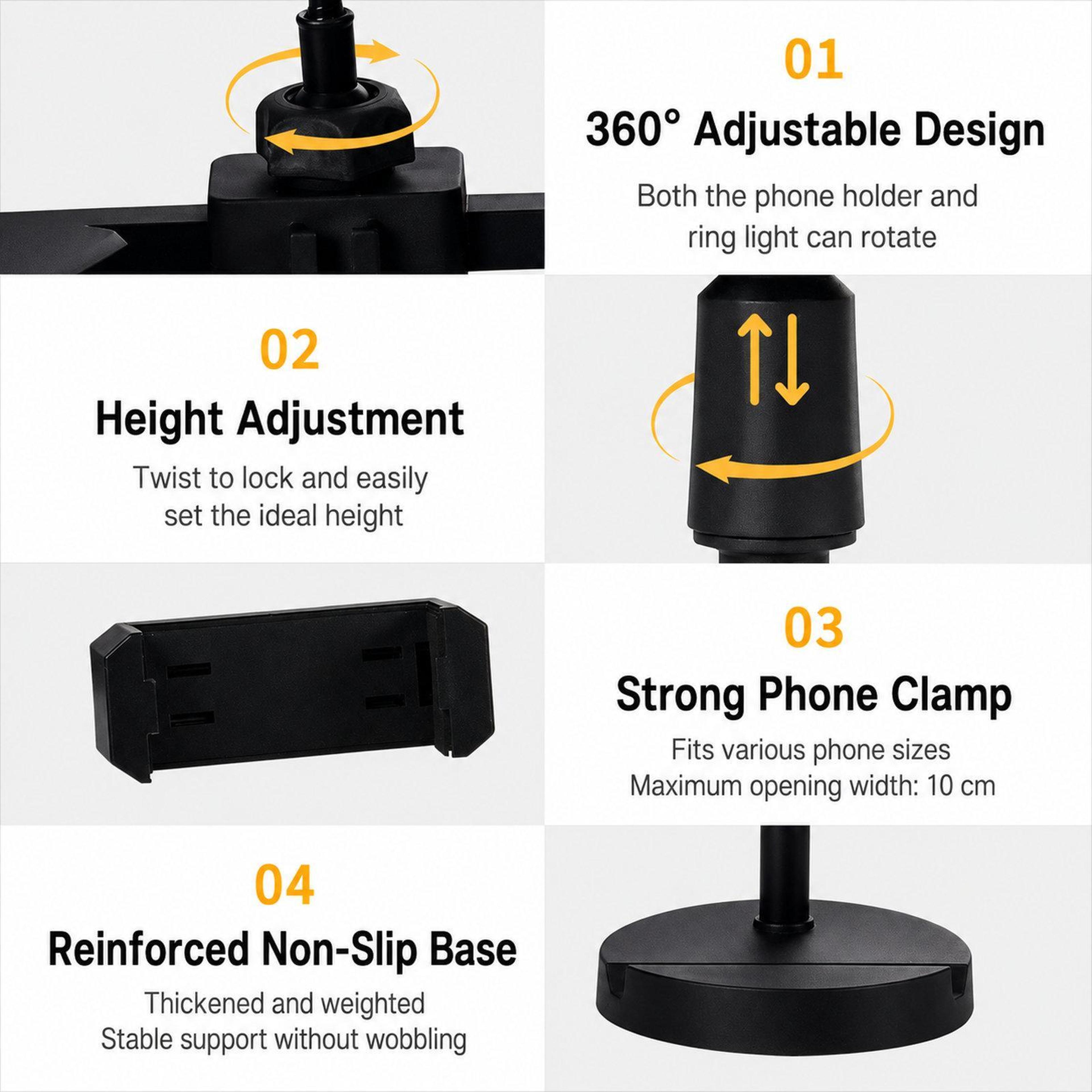 10 Inch Ring Light With Phone Holder TripleMount Live Streaming Stand 10