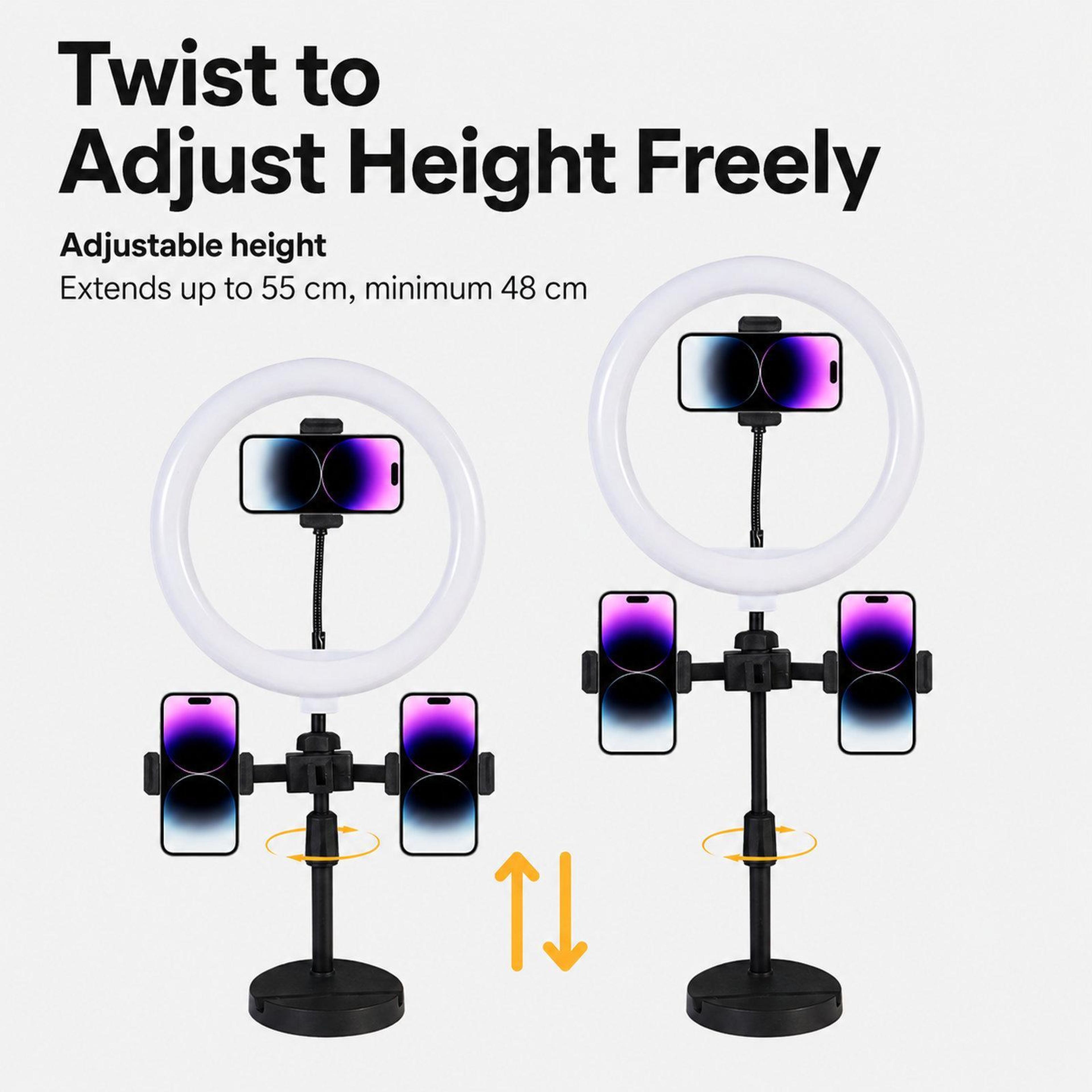 10 Inch Ring Light With Phone Holder TripleMount Live Streaming Stand 6
