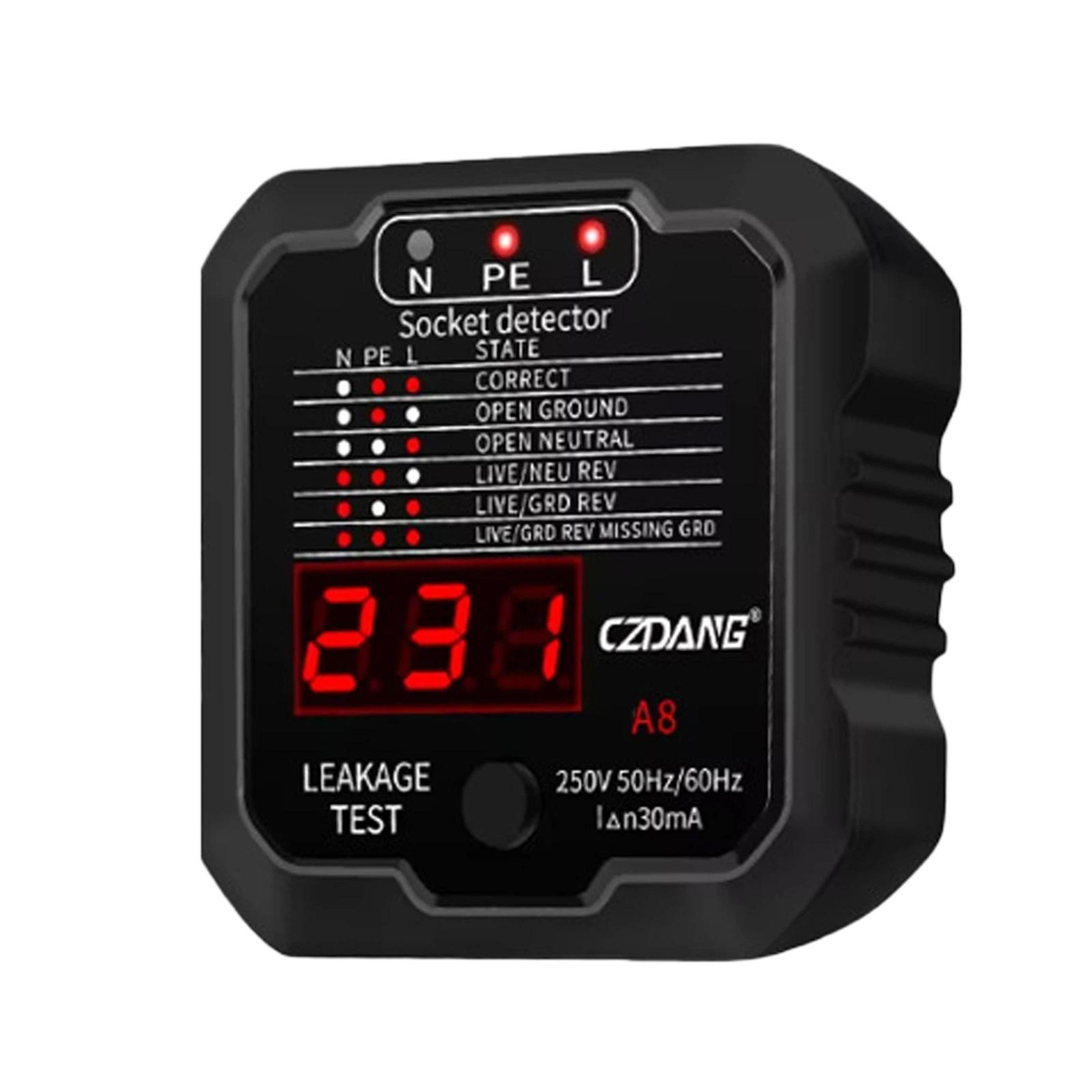 A8 Socket Tester With RCD Leakage Tester And Digital Voltage Display 0