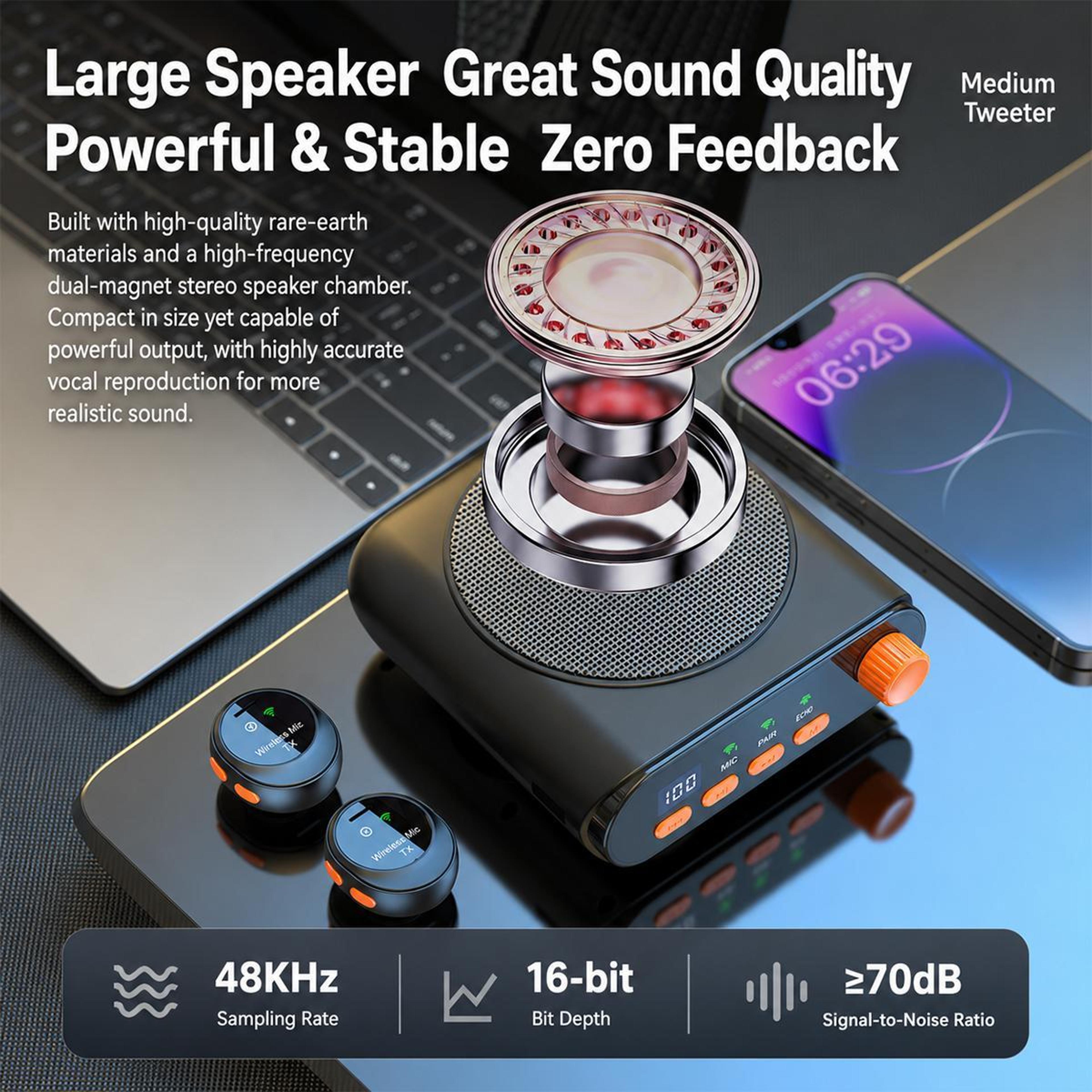 J98 Wireless Voice Amplifier With Dual Wireless Lavalier Microphones For Teachers 15