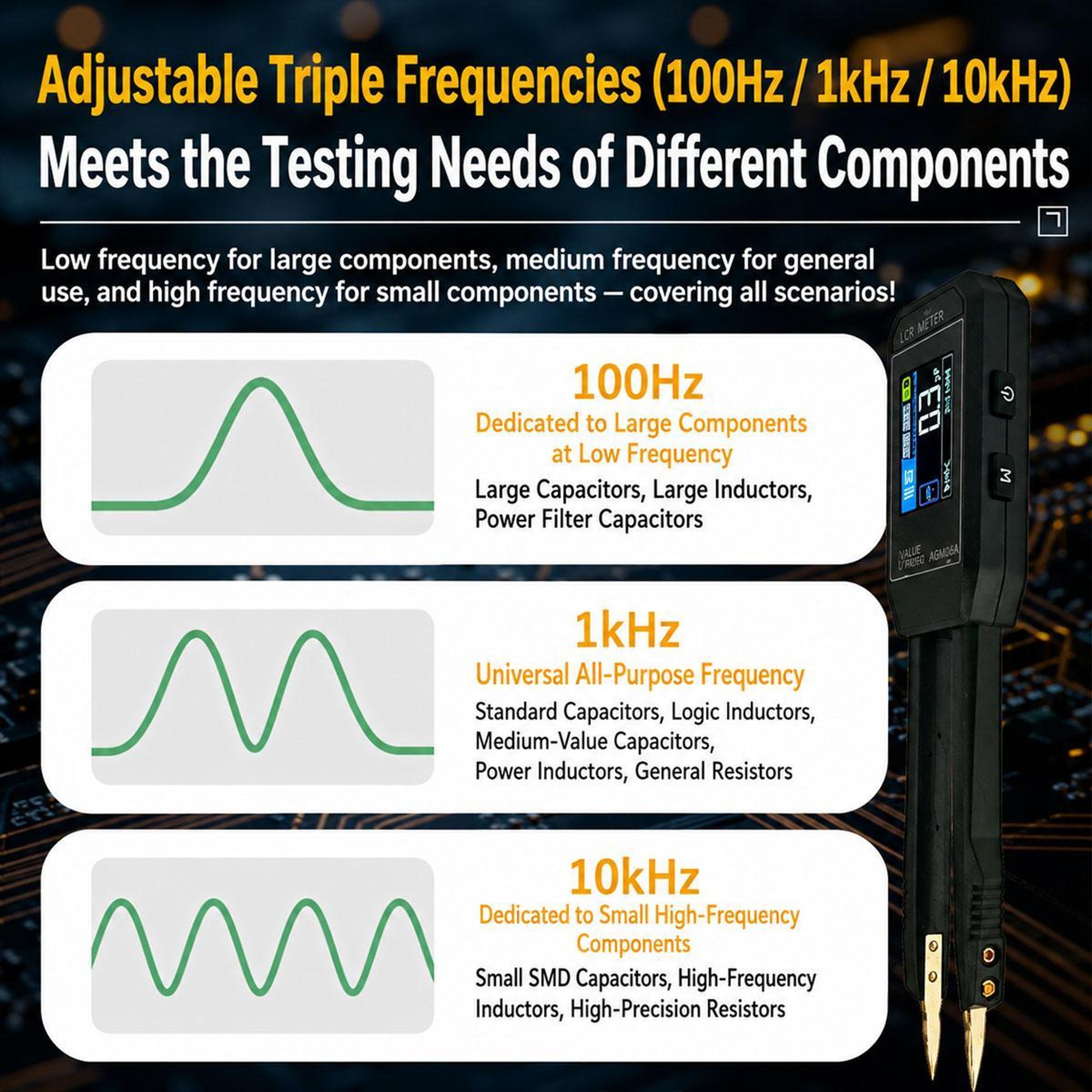 SMART SENSOR Digital LCR Tweezers SMD Component Tester With Auto Detection 9