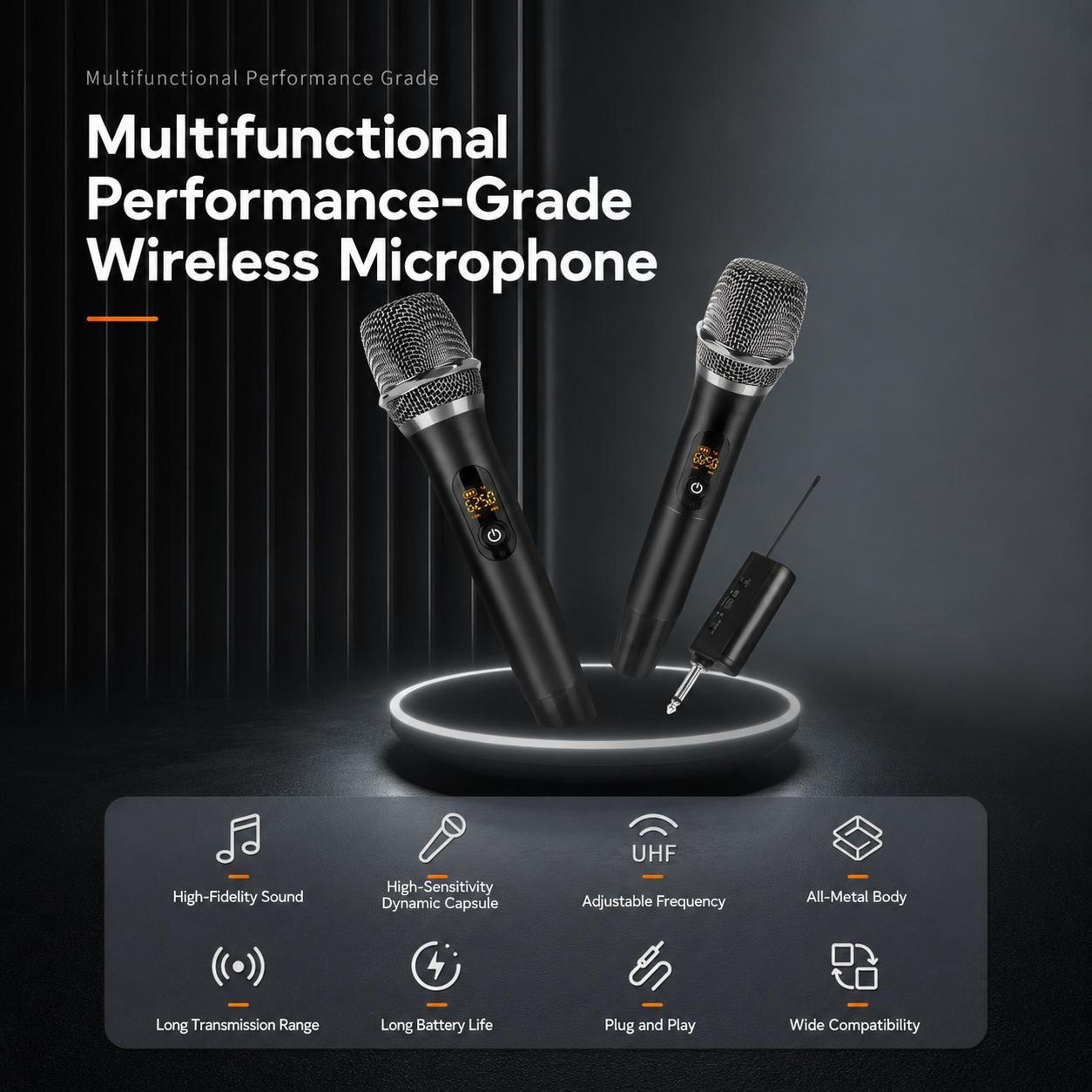E11 UHF Wireless Microphone With Rechargeable Dynamic Handheld Mic And Receiver 1