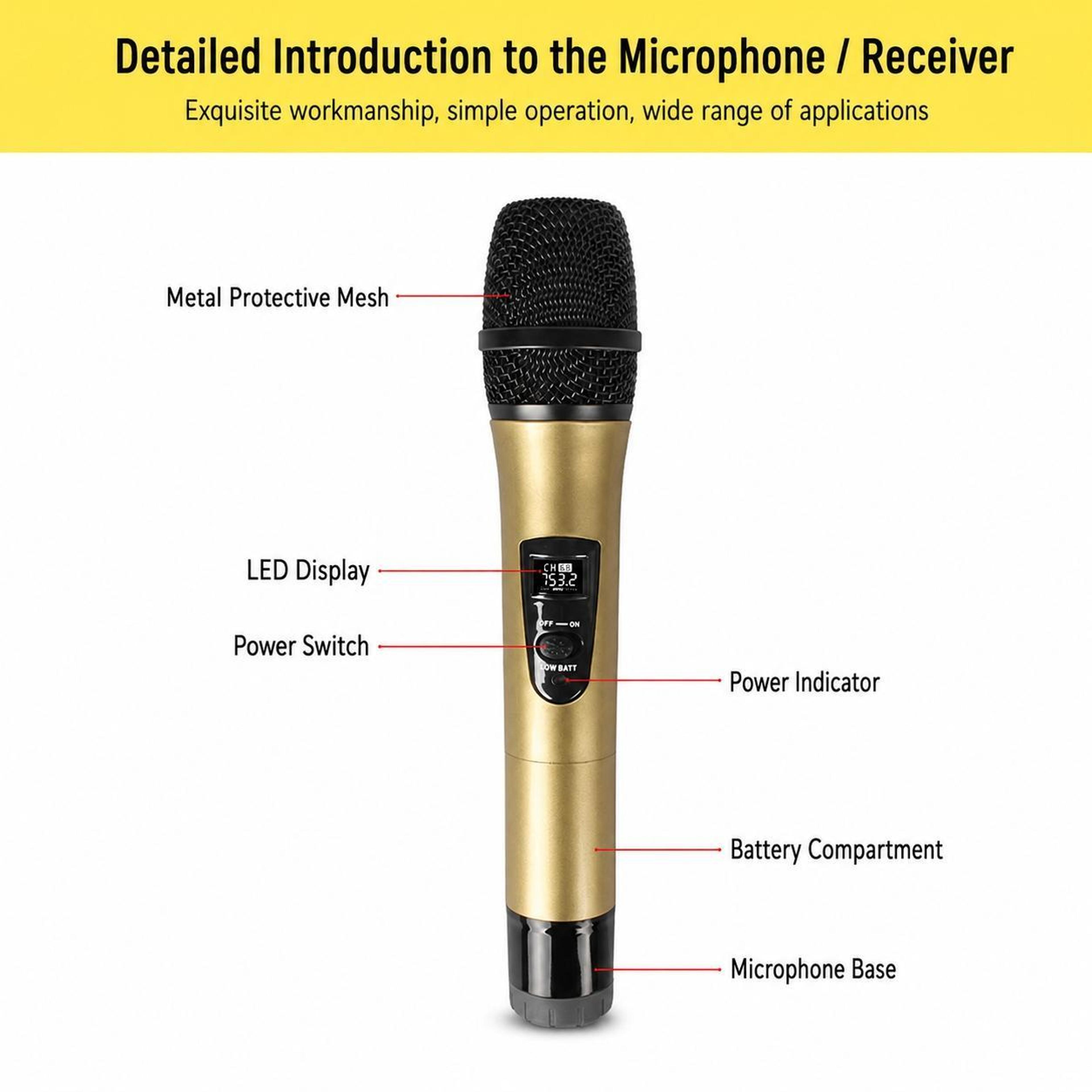 E8 VHF Wireless Microphone With Noise Reduction And 50m Range 5