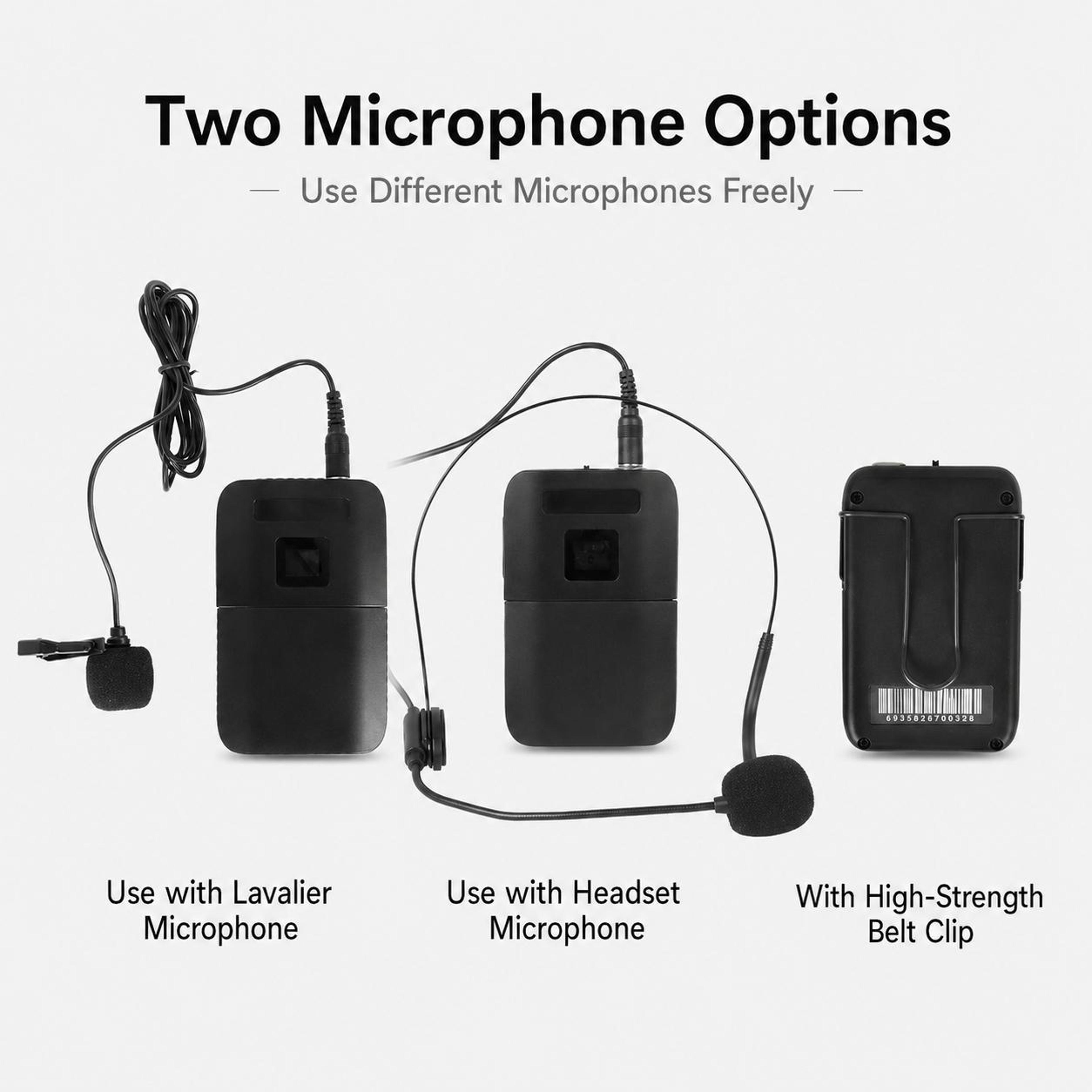 E8 VHF Wireless Microphone System Dual Channel Headset Mic With 50m Range 4