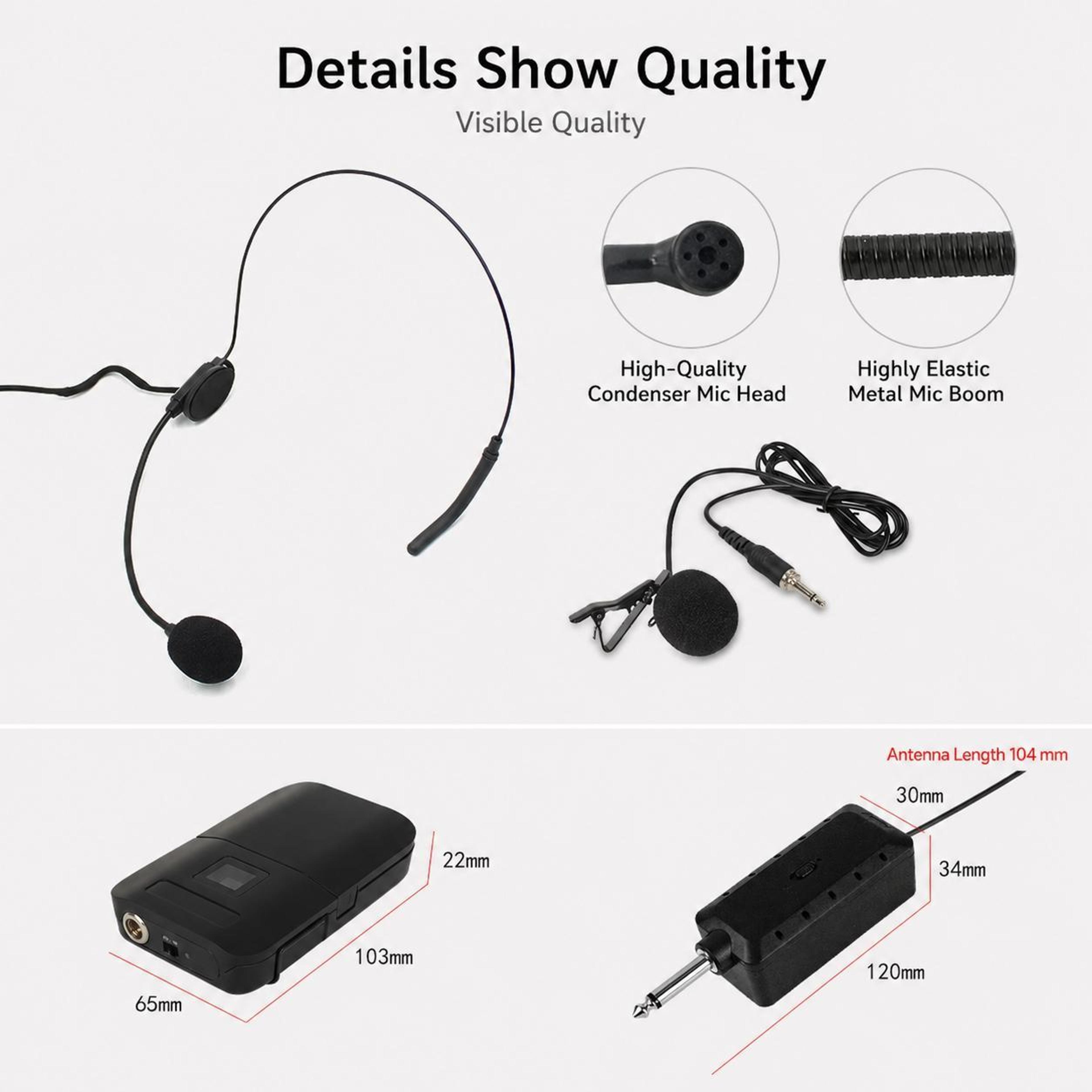 E8 VHF Wireless Microphone System Dual Channel Headset Mic With 50m Range 8