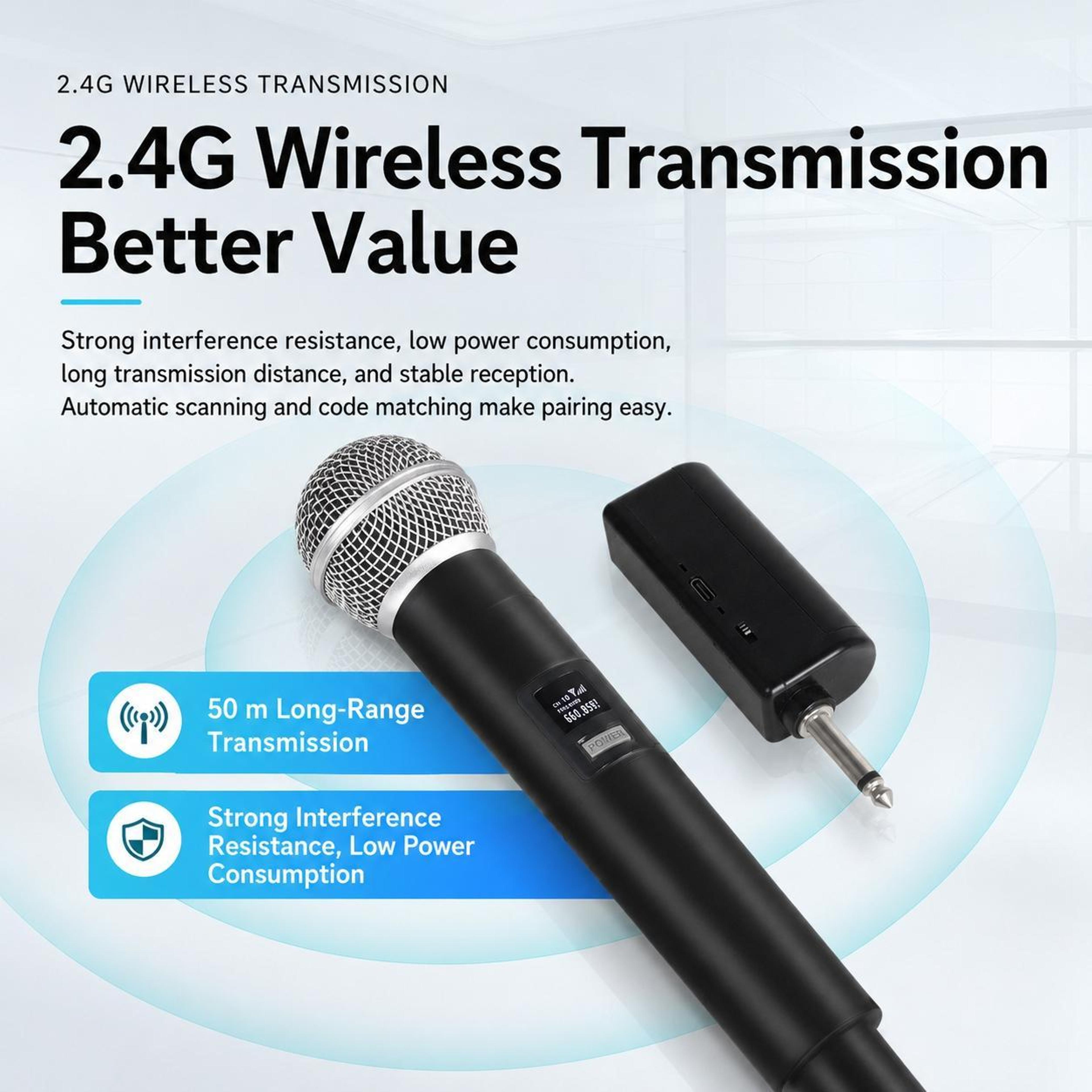 E5 Dual UHF Wireless Microphone System With 2 Handheld Mics And 50m Range 9