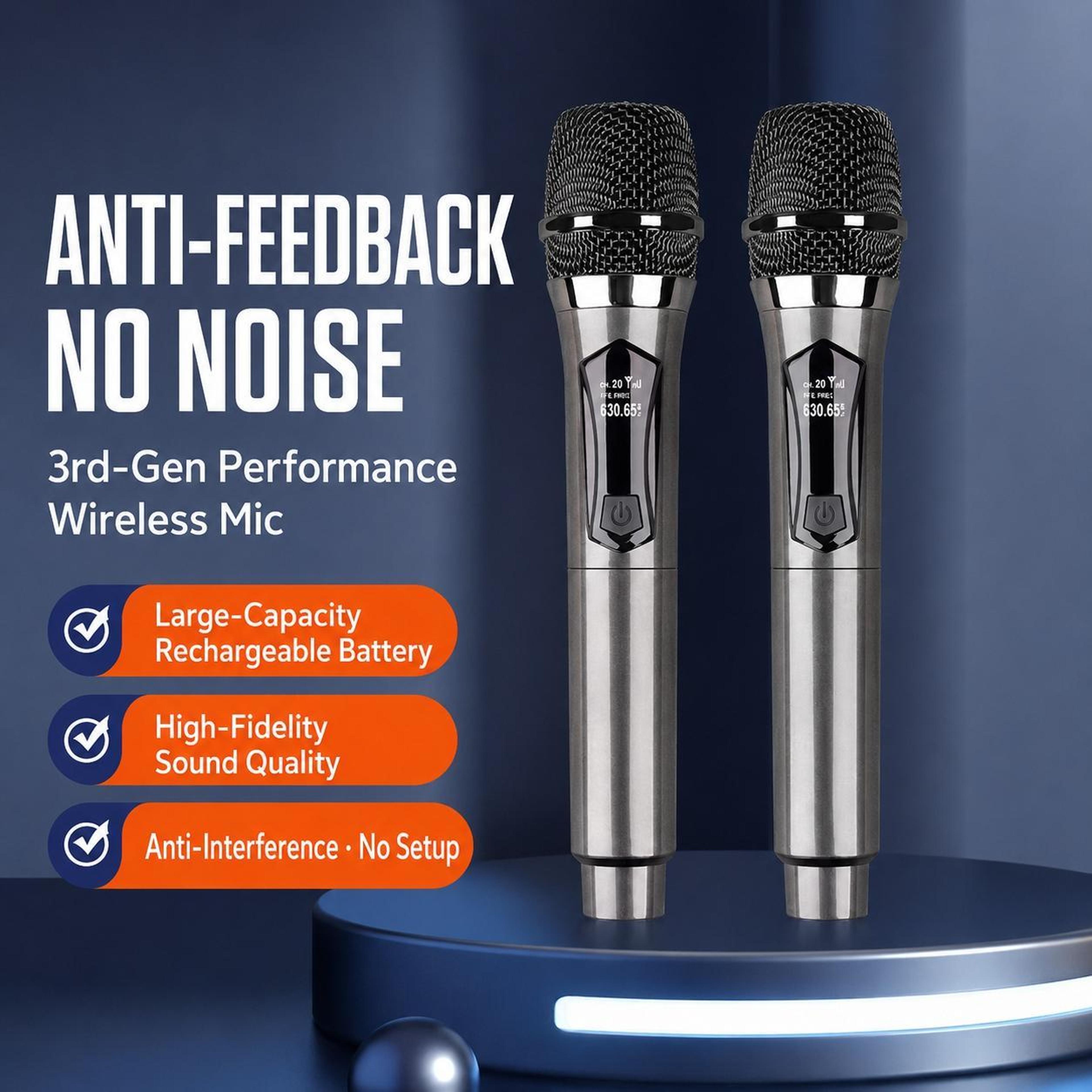 E1 UHF Wireless Microphone System With Dual Rechargeable Handheld Mics And 50m Range 1