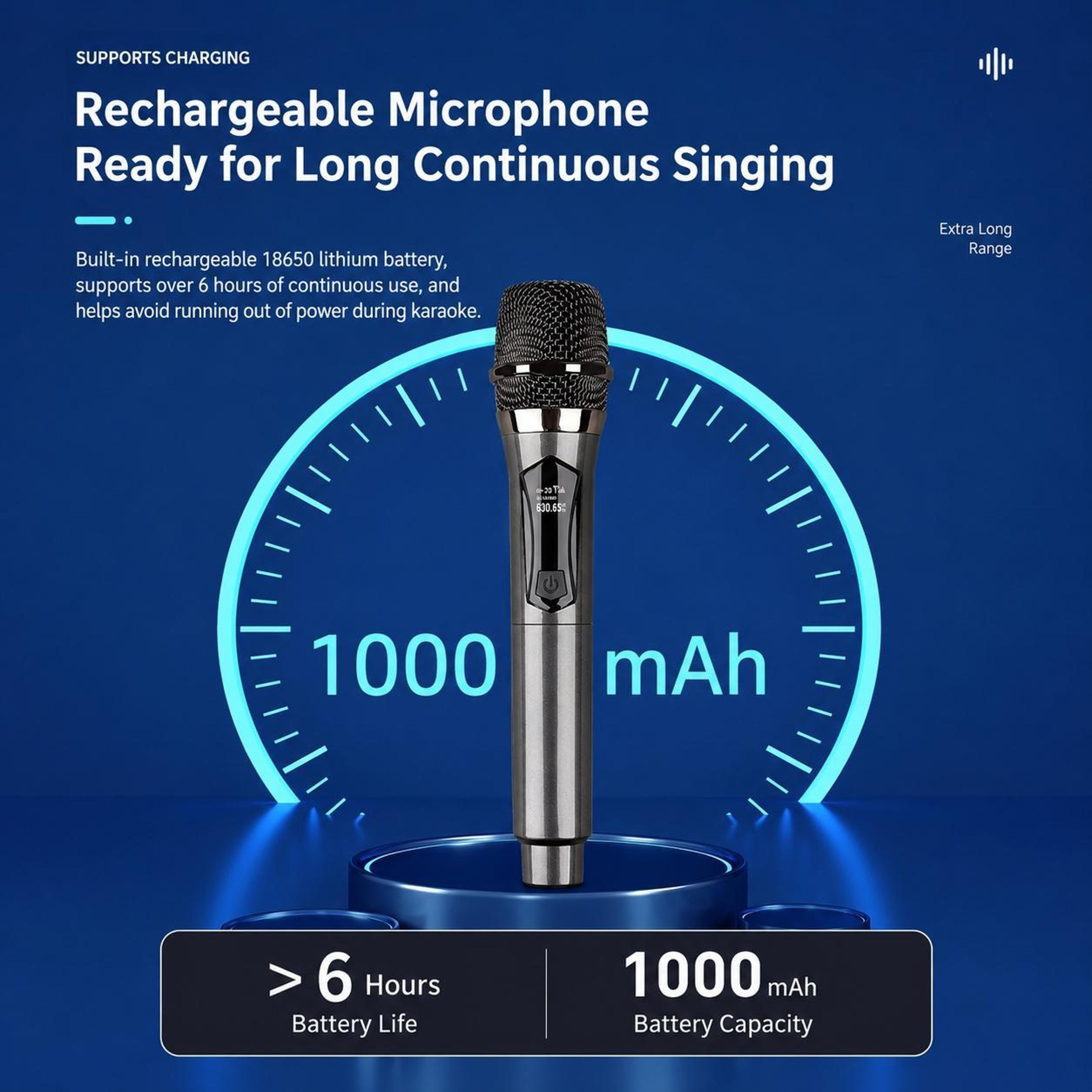 E1 UHF Wireless Microphone System With Dual Rechargeable Handheld Mics And 50m Range 2