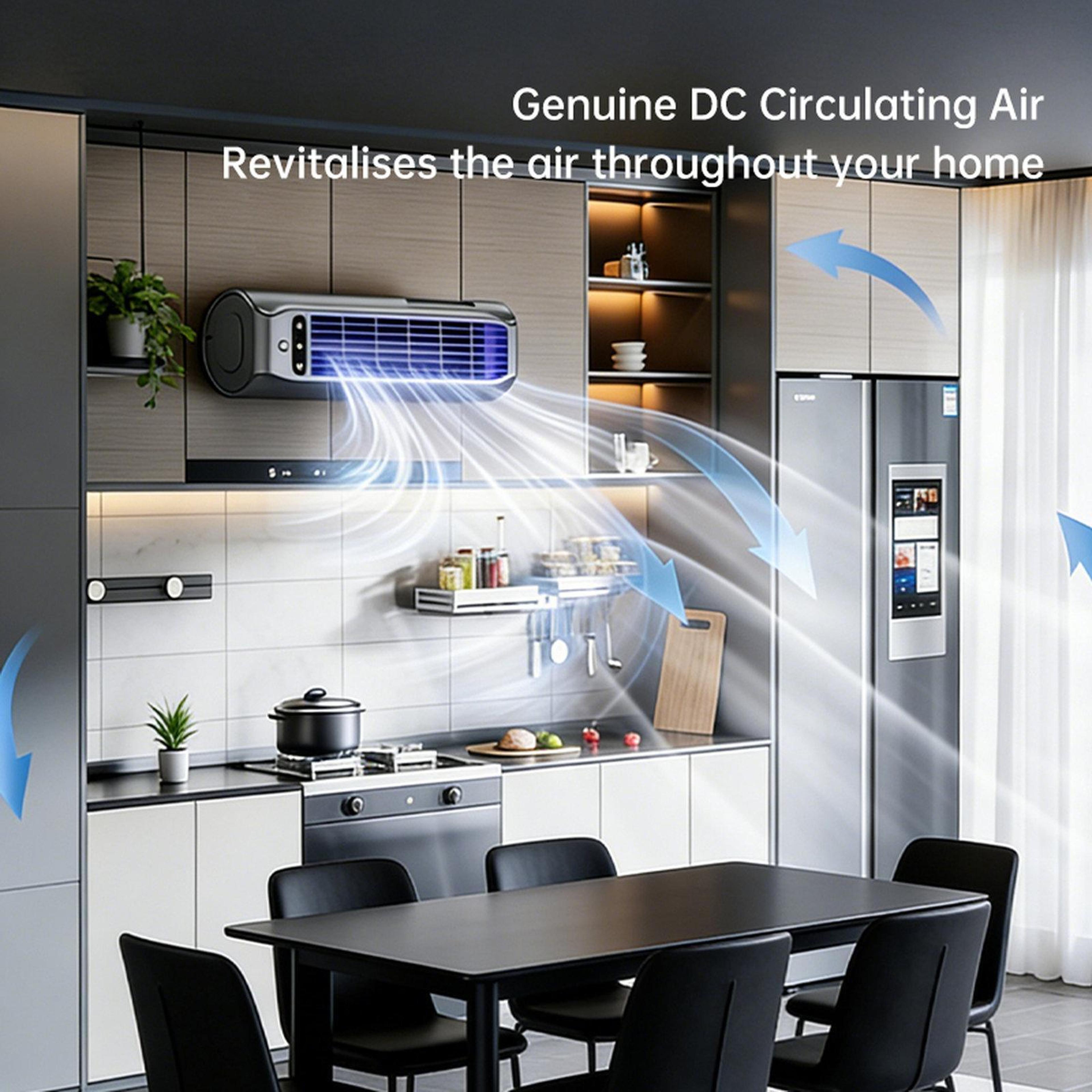 E7 Portable Tower Fan With Digital Display Wall Mounted Fan Design And Phone Holder 8