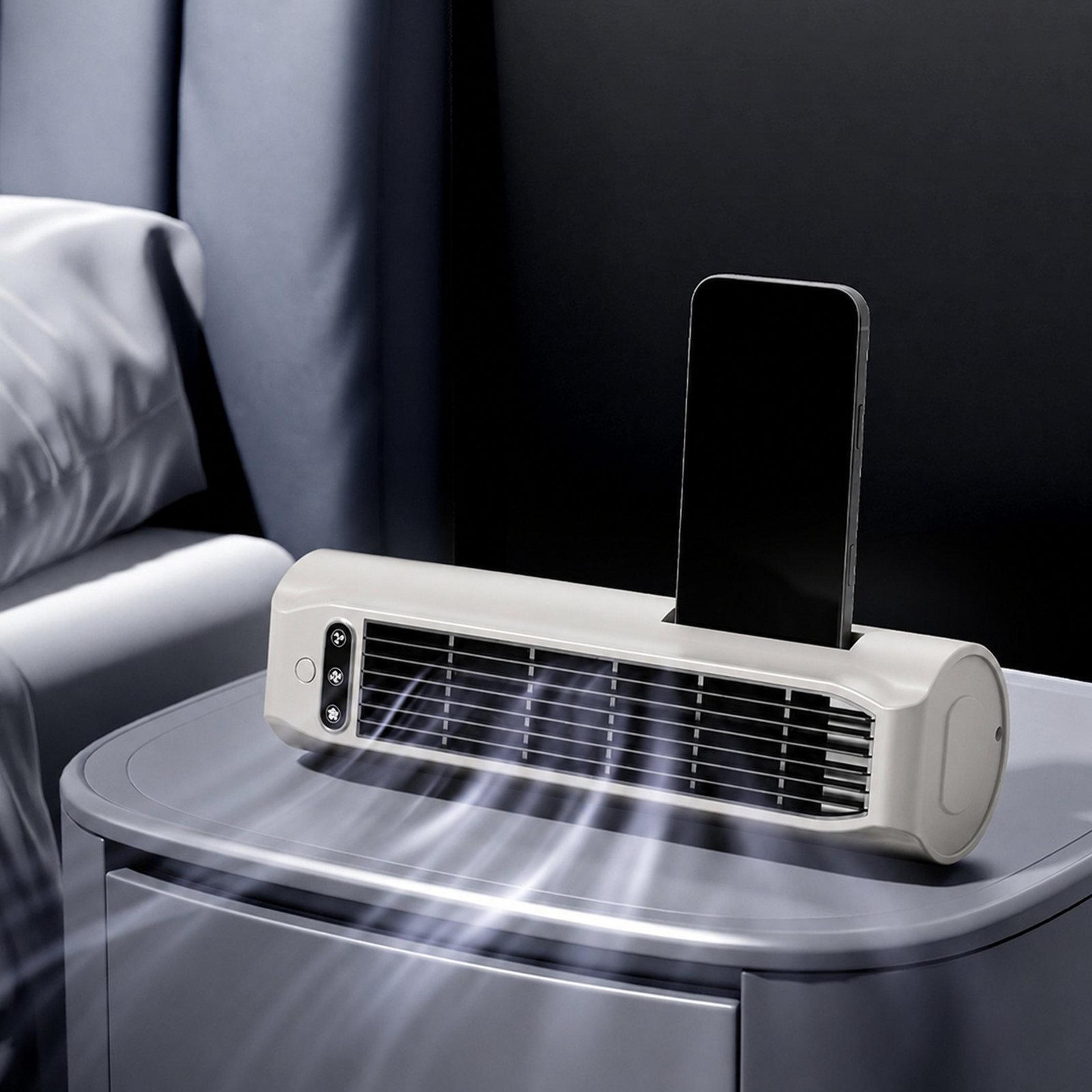 E7 Portable Tower Fan With Digital Display Wall Mounted Fan Design And Phone Holder 16