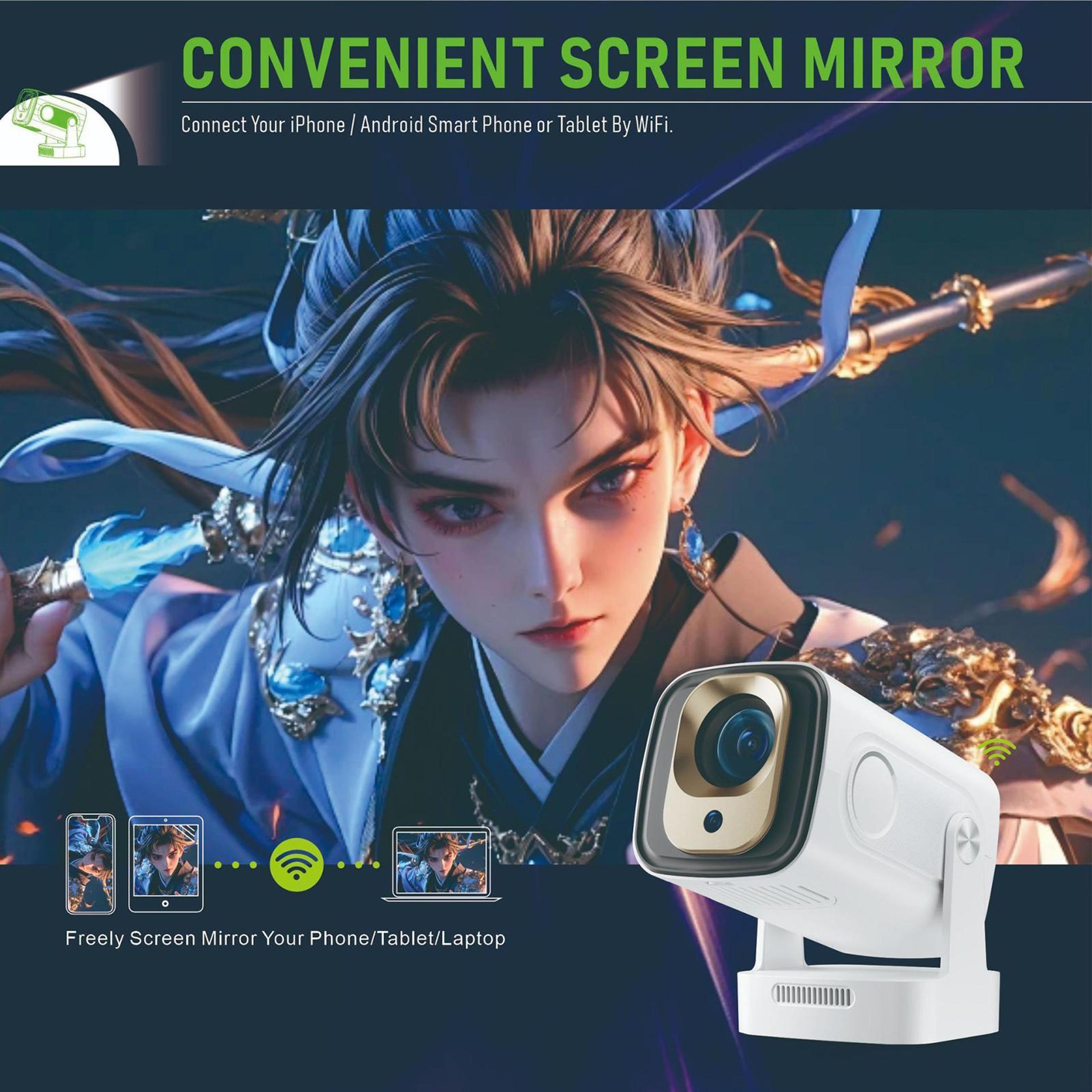 HY260 Pro 1080P Smart Projector With WiFi 6 4K Support And Short Throw 4