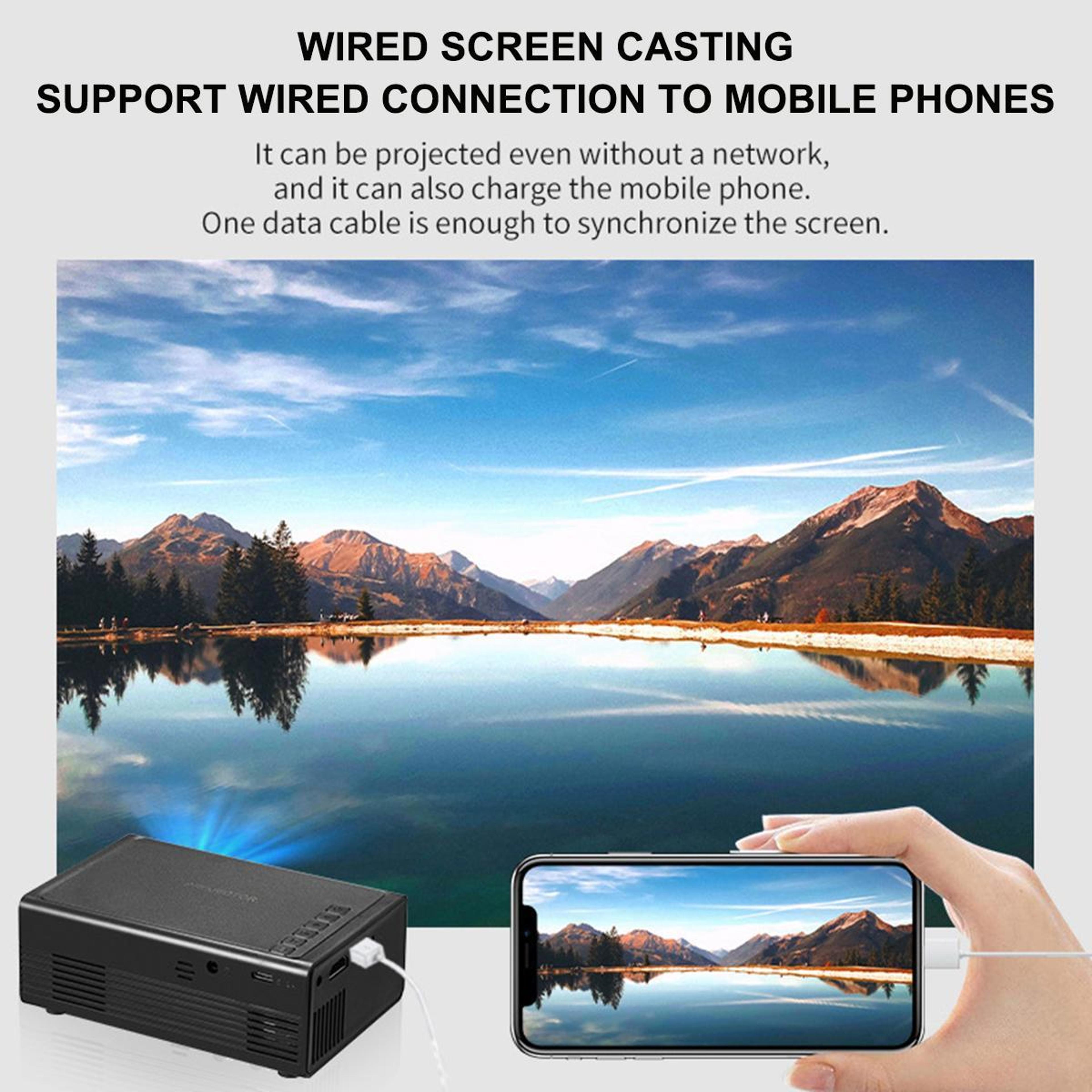 Portable Mini Projector With 1080P Support Phone Mirroring 13