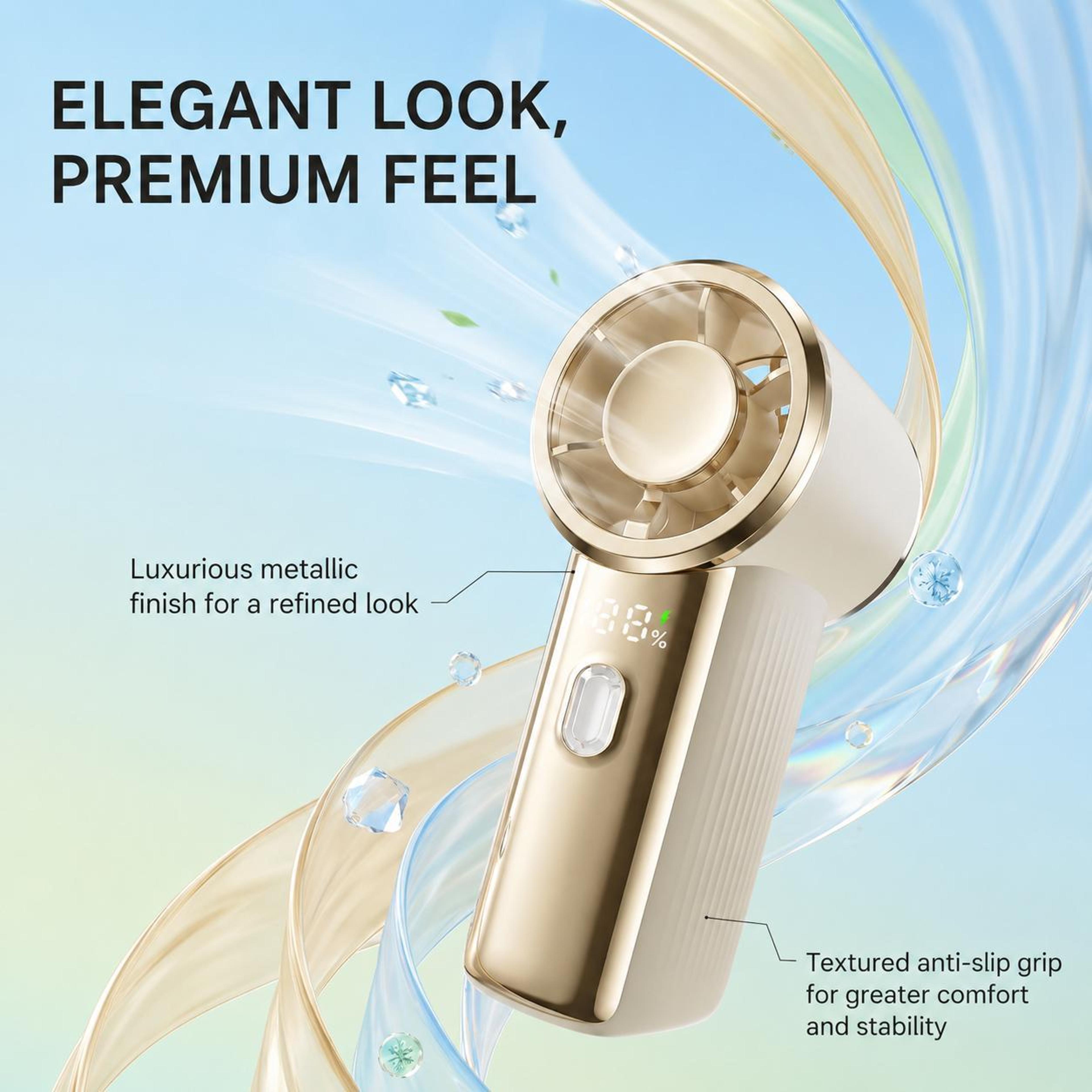 F9 Portable Mini Fan With Turbo Airflow Rechargeable Handheld Fan And Digital Display 8