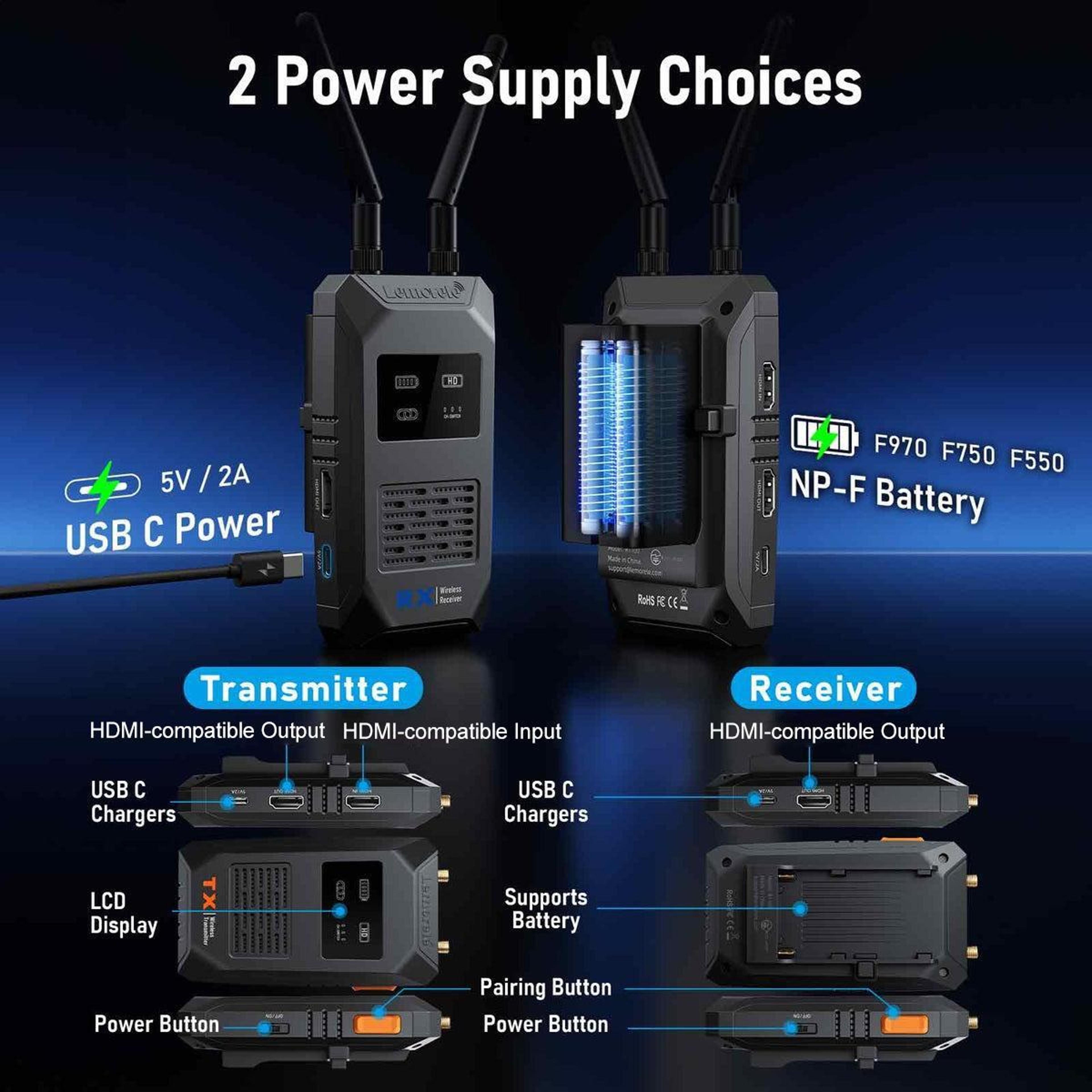R1100 Wireless HDMI Transmitter And Receiver 200M 1080P 1TX To 4RX Kit 8