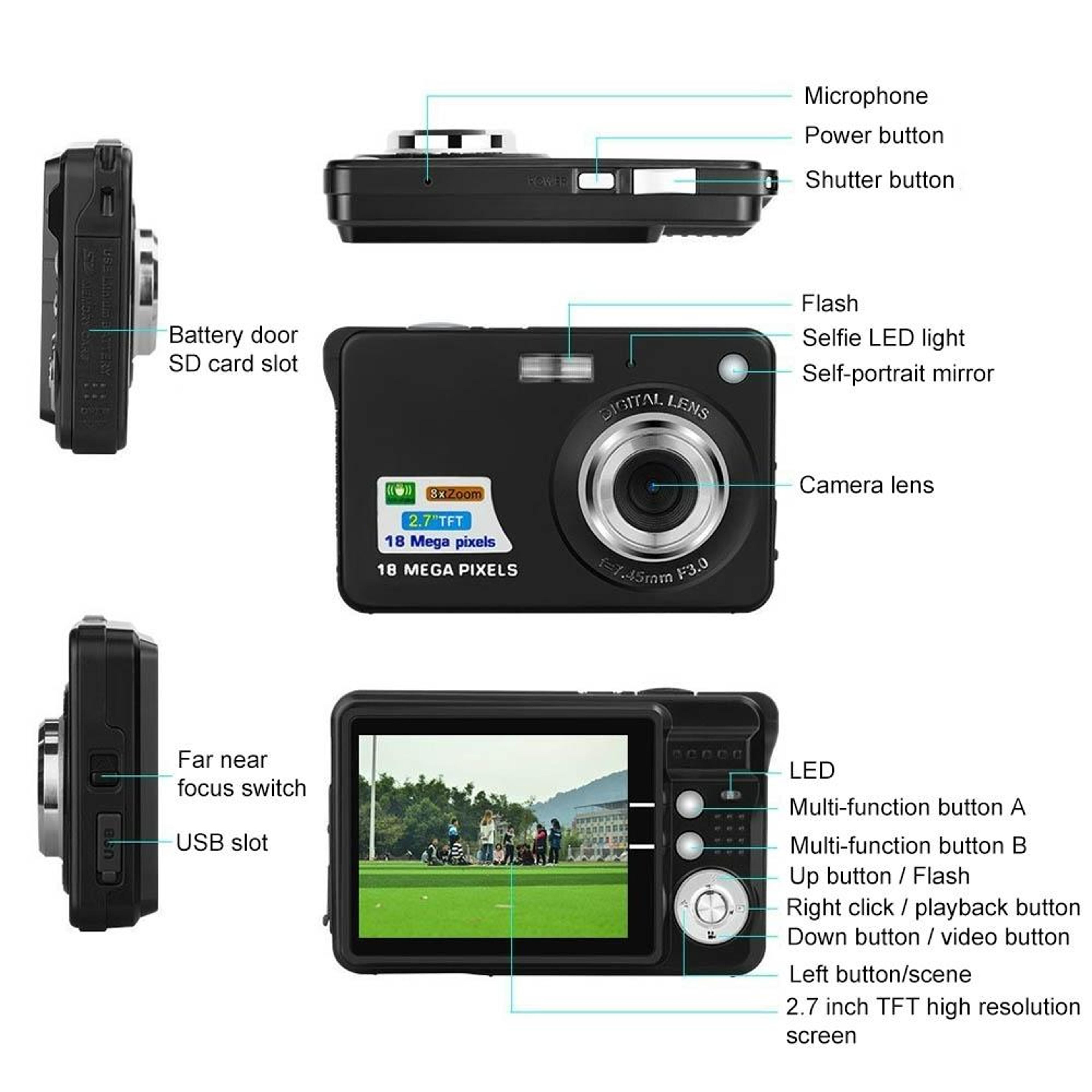 48MP Retro Digital Camera With 720P HD Video 8X Zoom And Selfie Timer 3