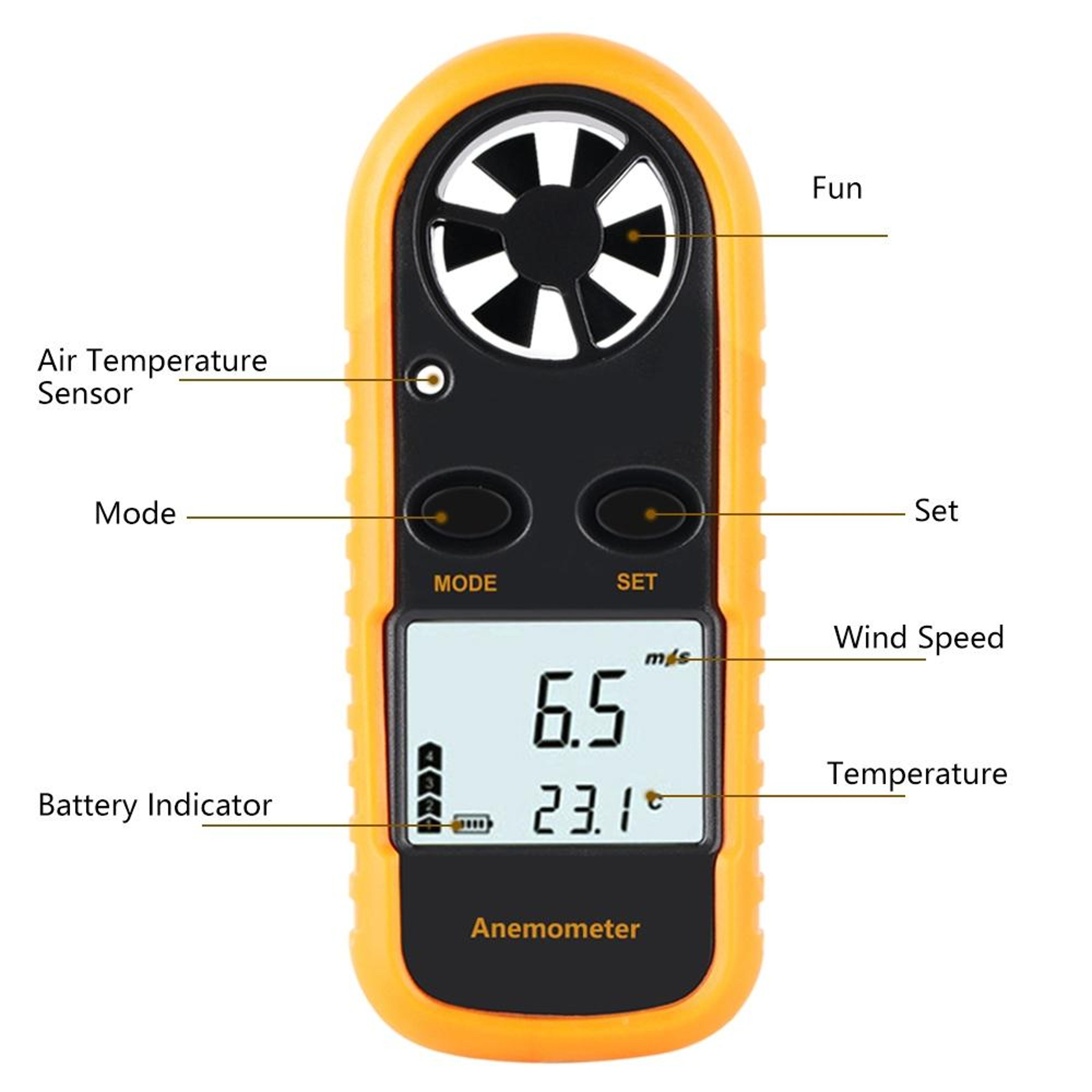 Digital Anemometer Wind Speed Meter With Temperature And Beaufort Scale 4
