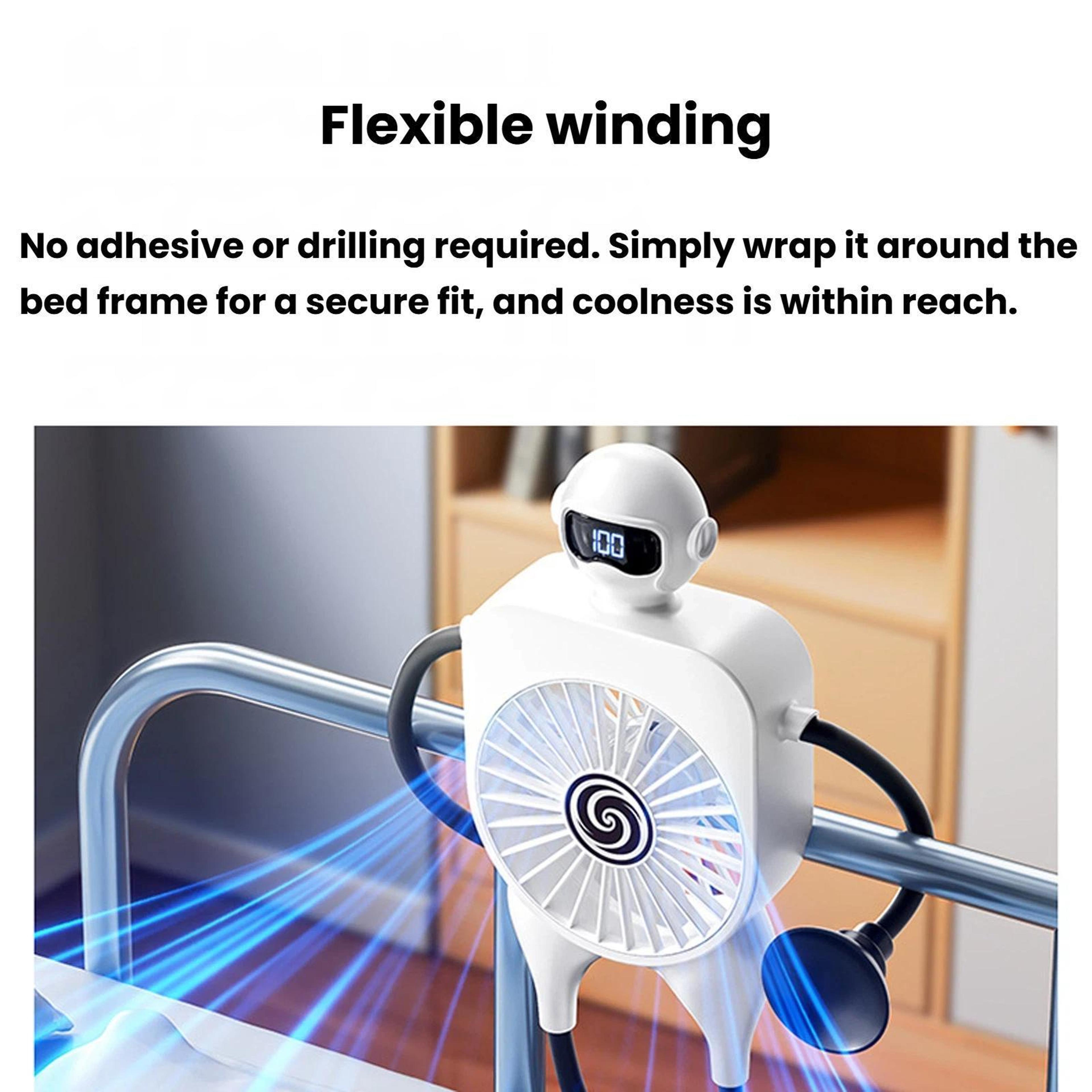 Smart Suction Cup Portable Desk Fan With Digital Display 100Speed Control And USBC Charging 4