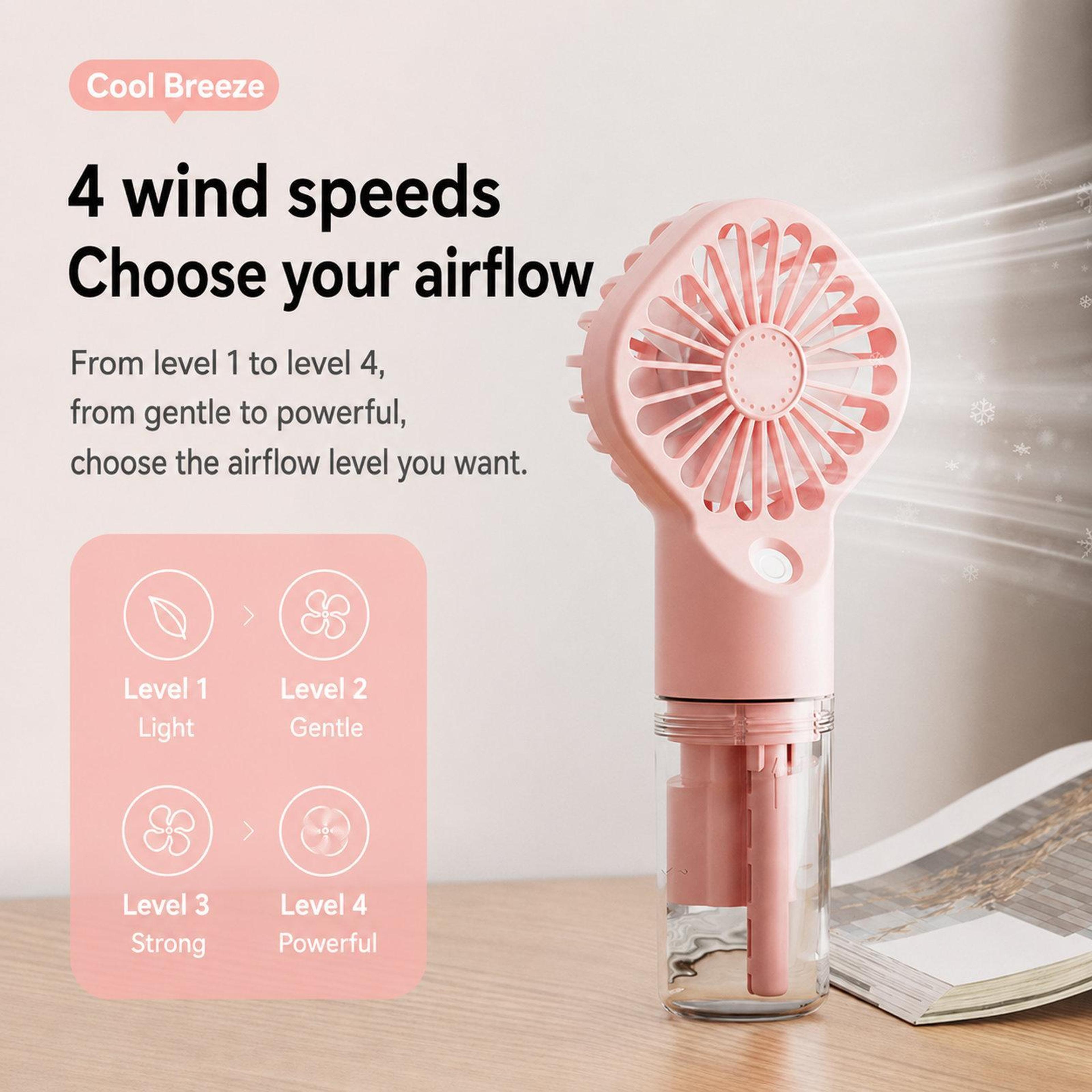 Portable Handheld Misting Fan With Nano Mist 4 Speeds And USBC Rechargeable Cooling 4