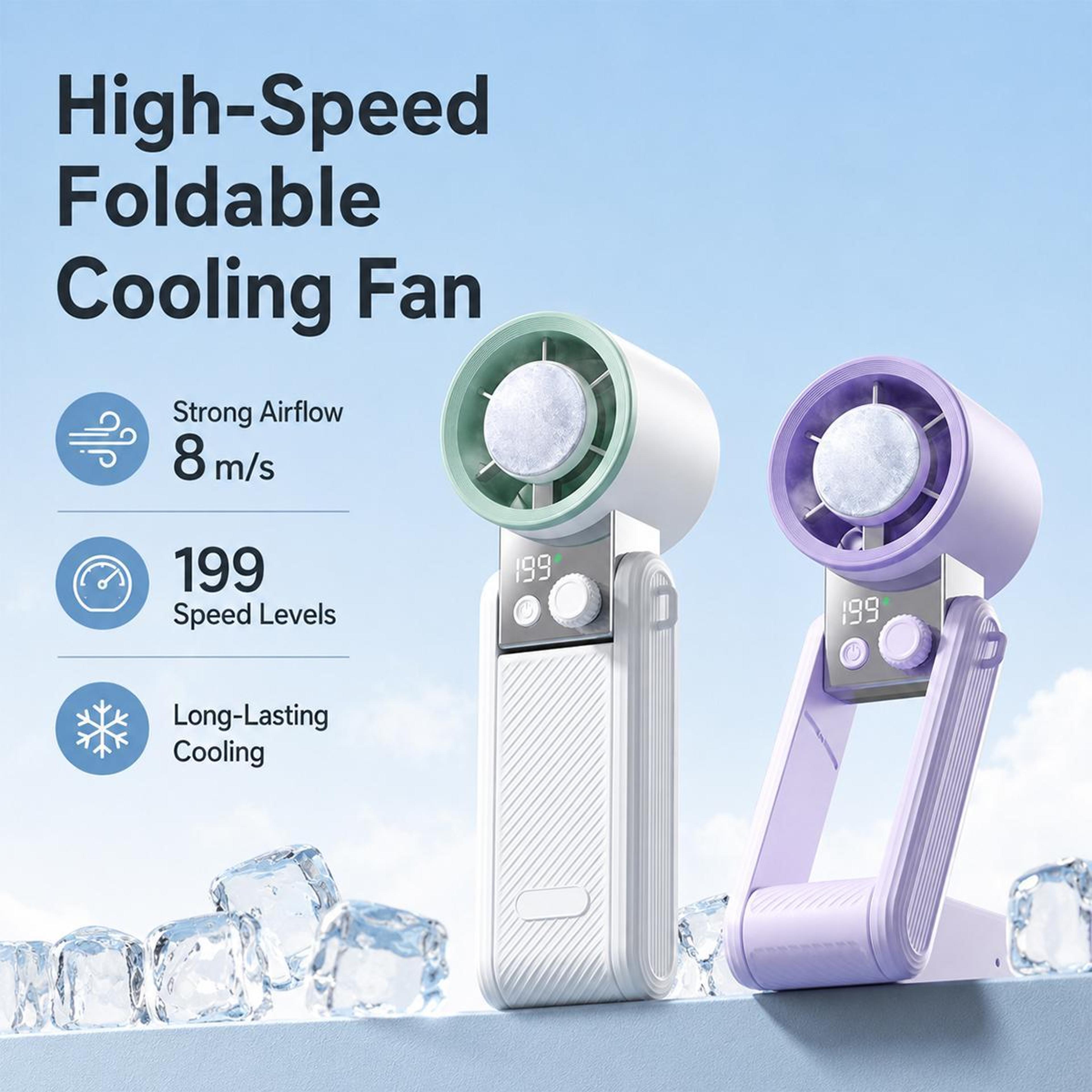 199Speed Portable Handheld Fan With Digital Display 1