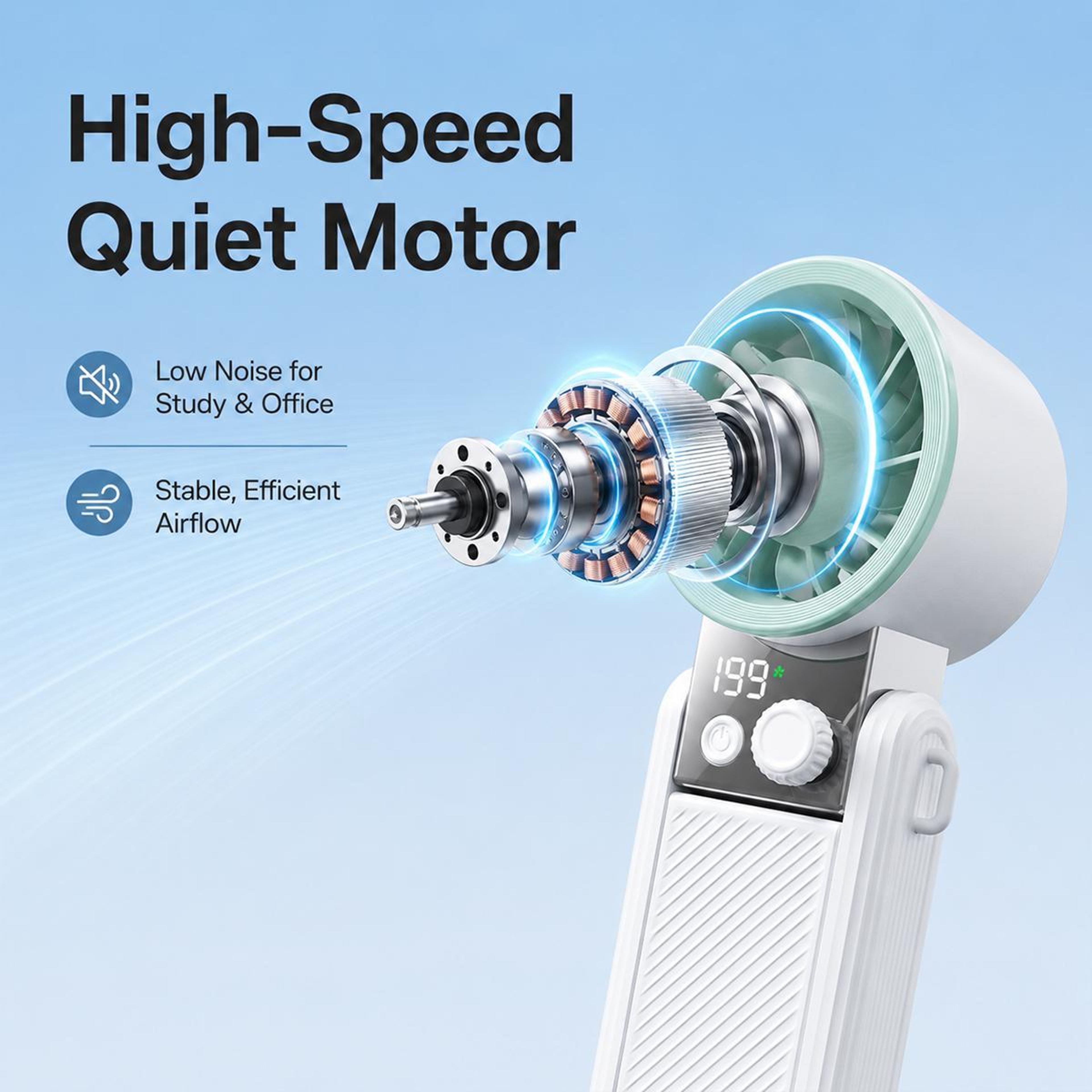 199Speed Portable Handheld Fan With Digital Display 6
