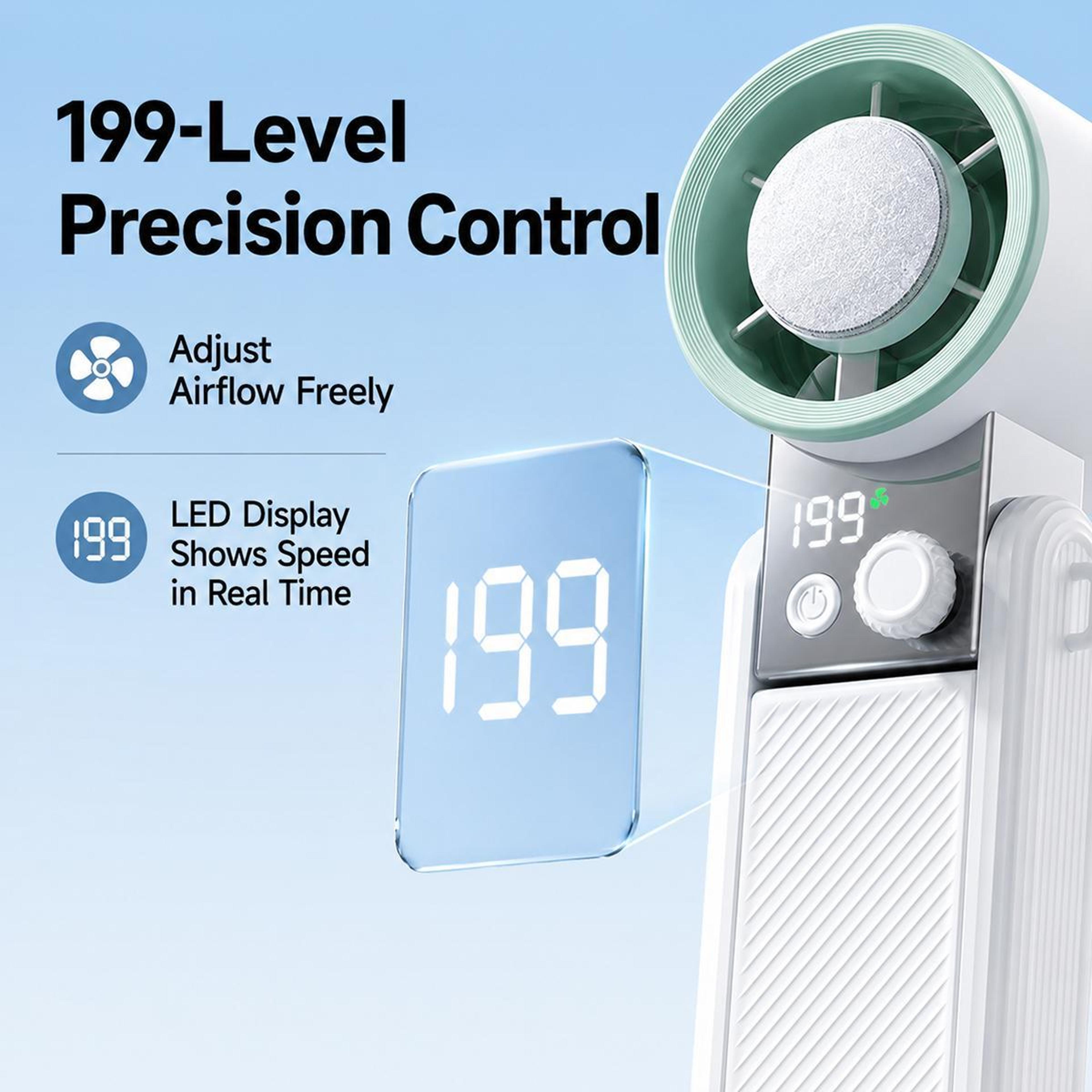 199Speed Portable Handheld Fan With Digital Display 7