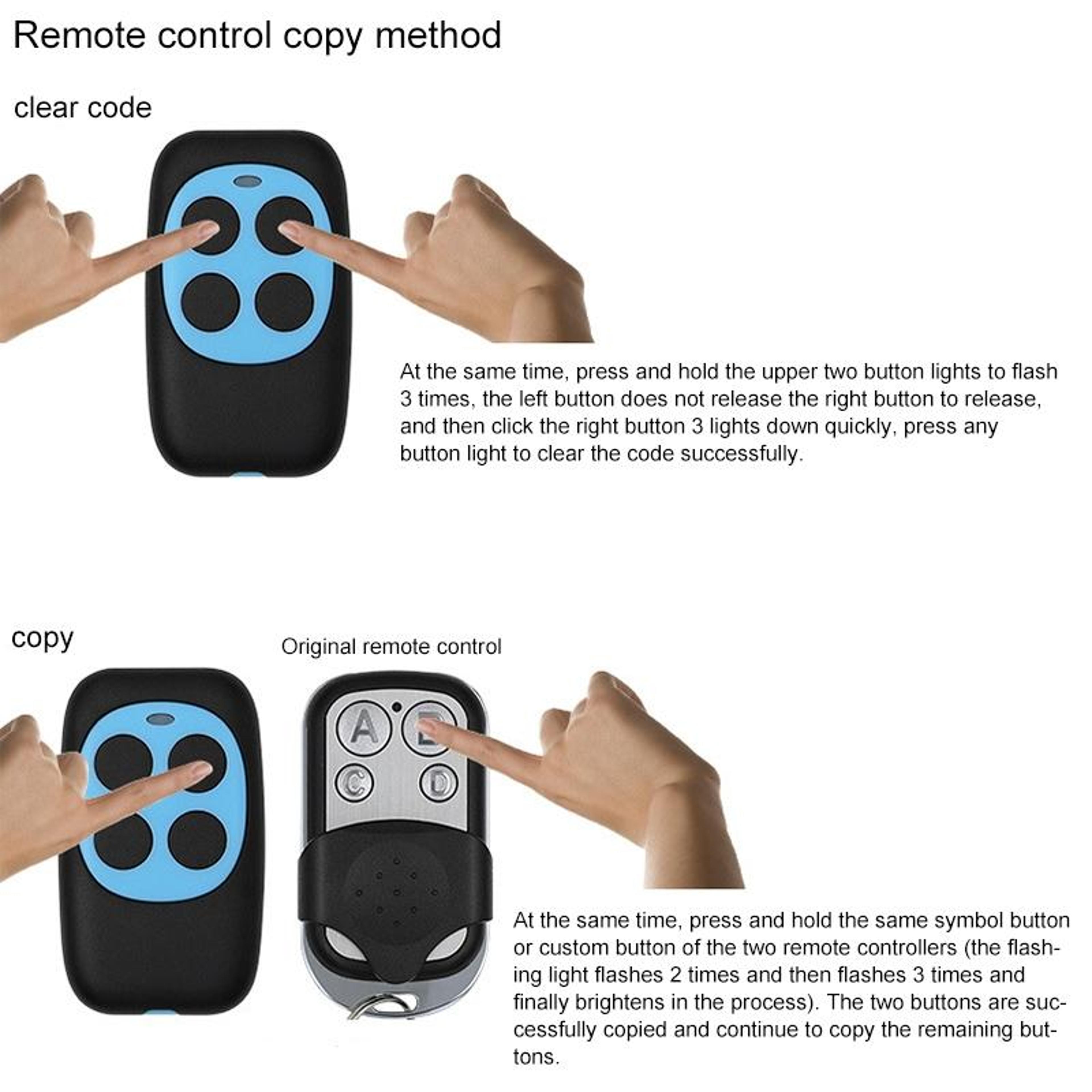 Universal Garage Door Remote Control 4Button Key Fob Cloner 3