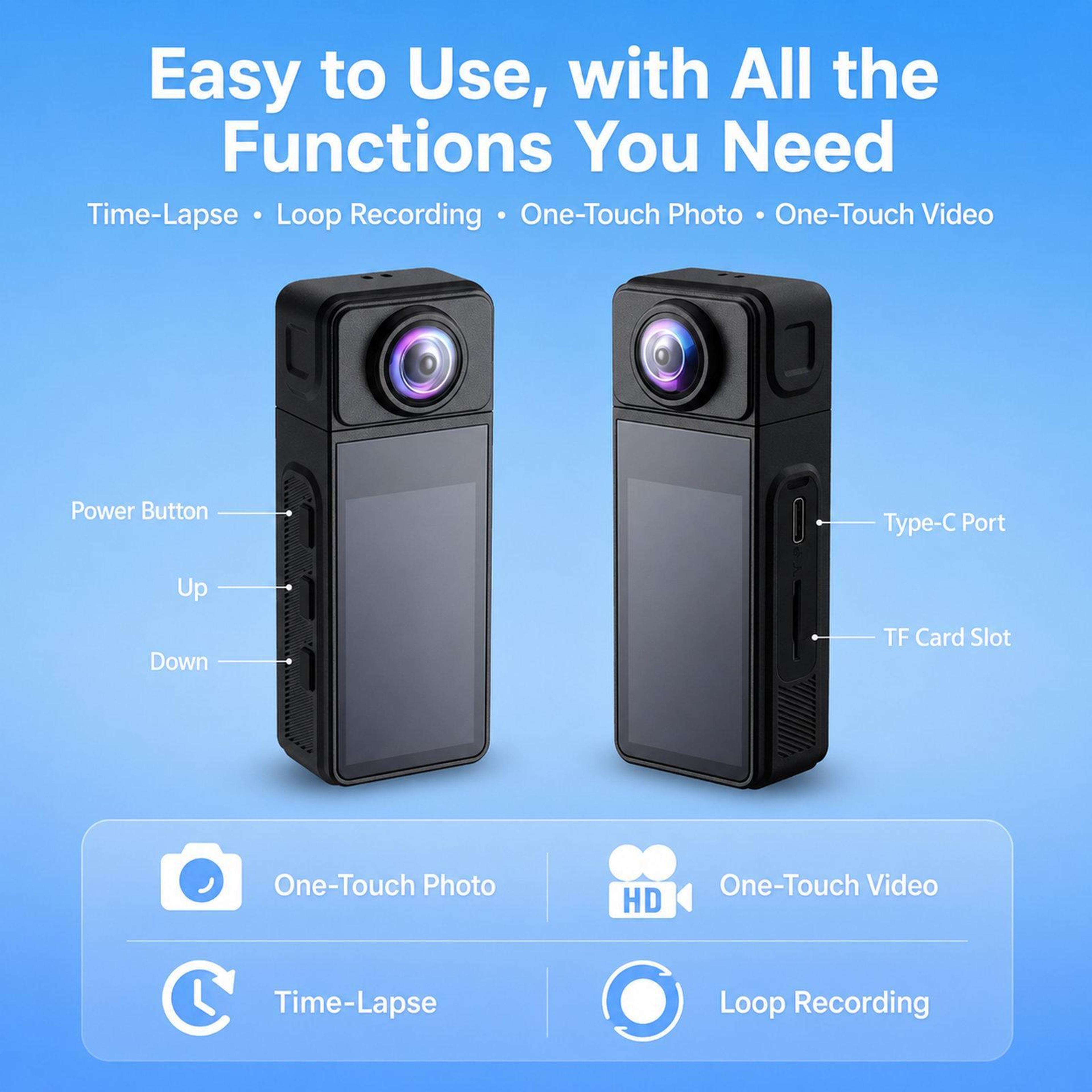 Wearable Body Camera With WiFi EIS Stabilization And Magnetic Chest Mount 8