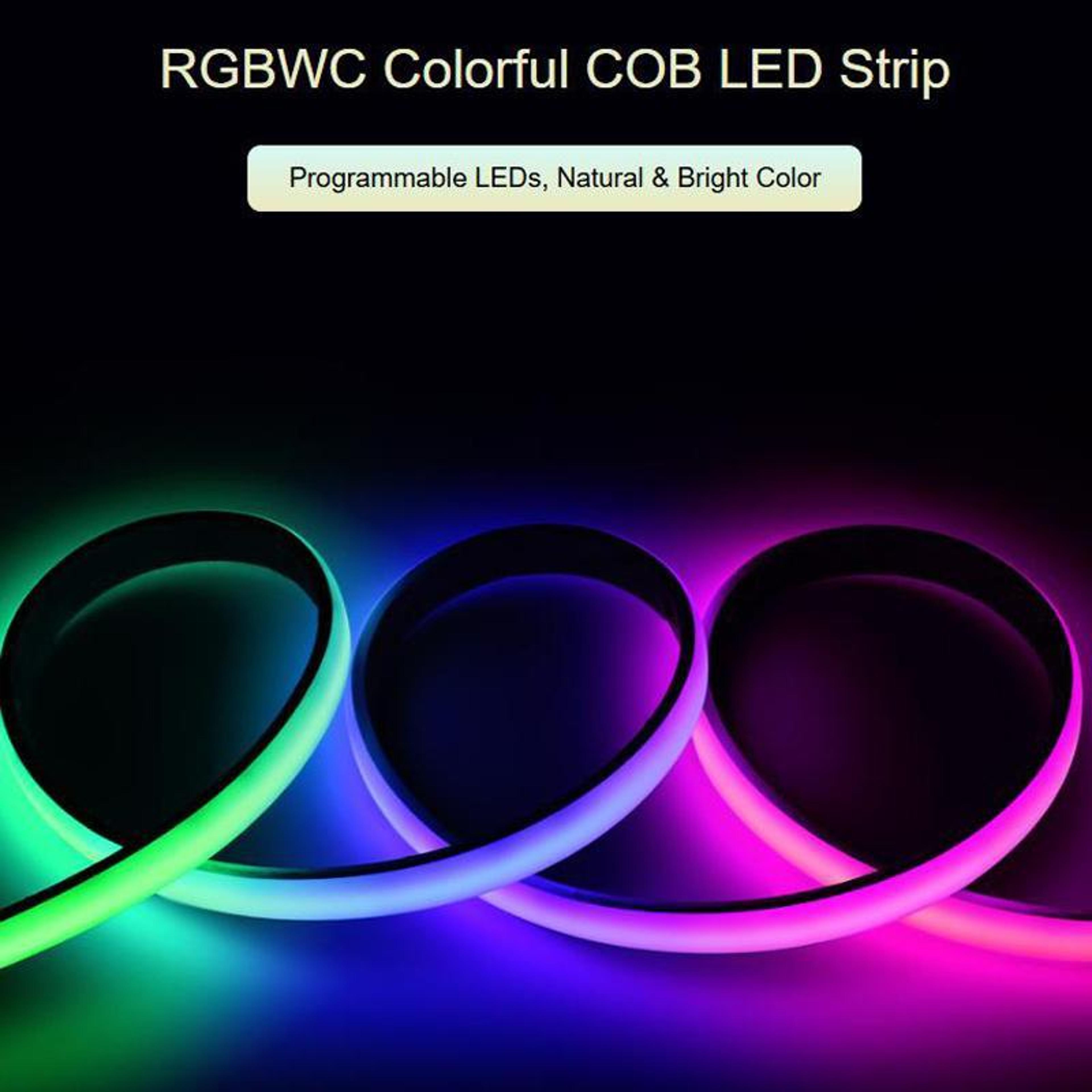 1m RGBWC Programmable COB LED Strip With WS2812B Control IP65 Ambient Lighting 1