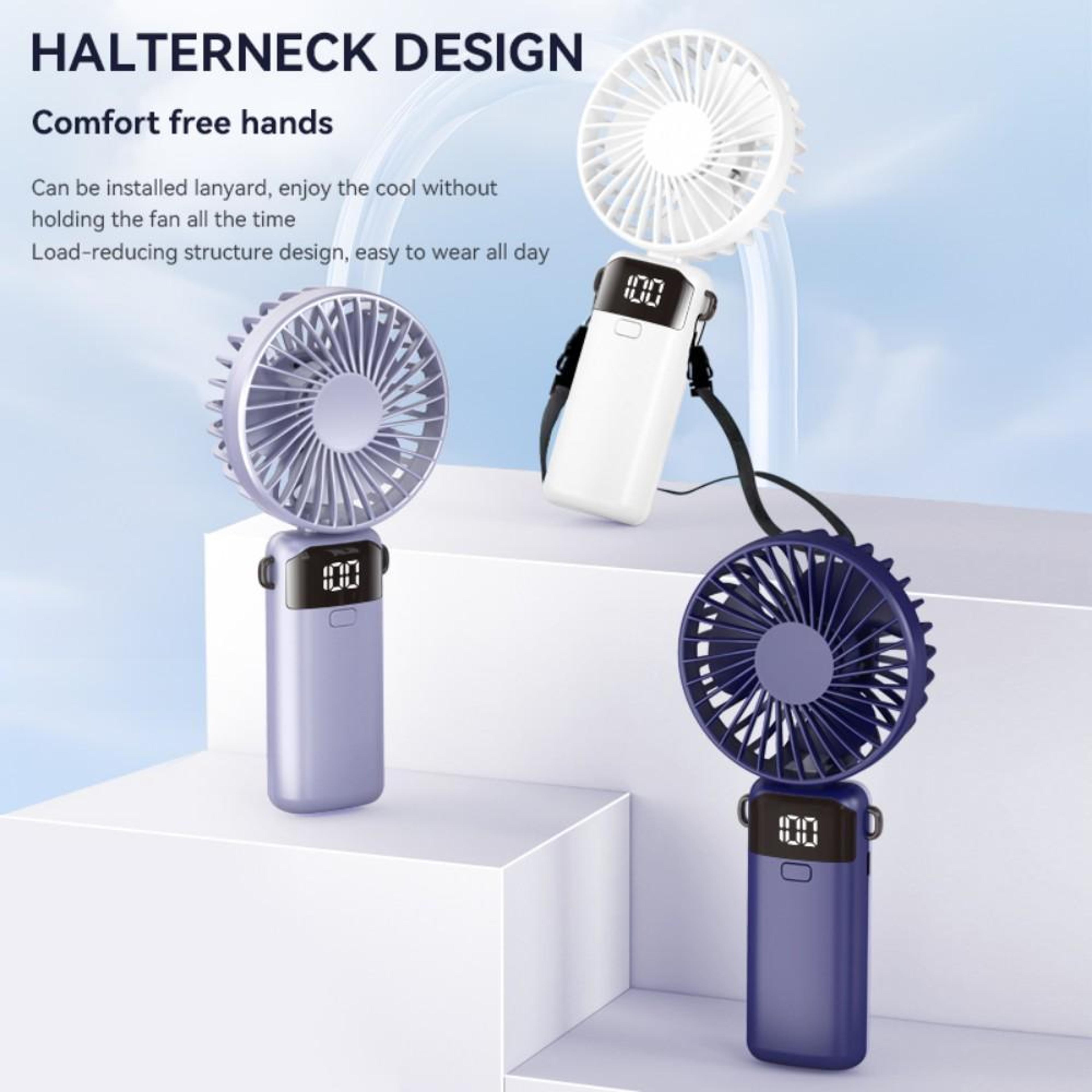 Portable Handheld Fan With Ice Cooling Foldable Design And LED Display 11