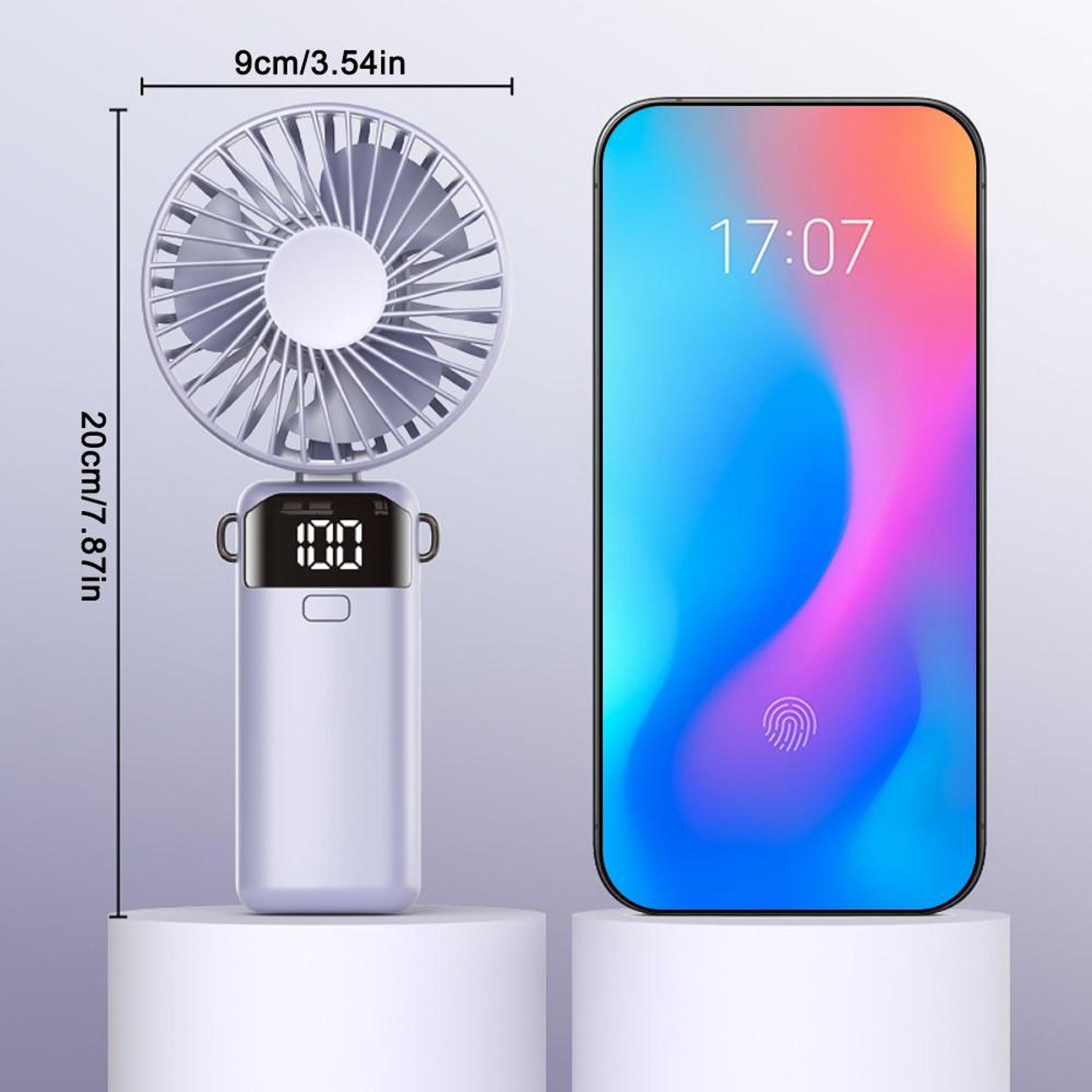 Portable Handheld Fan With Ice Cooling Foldable Design And LED Display 4