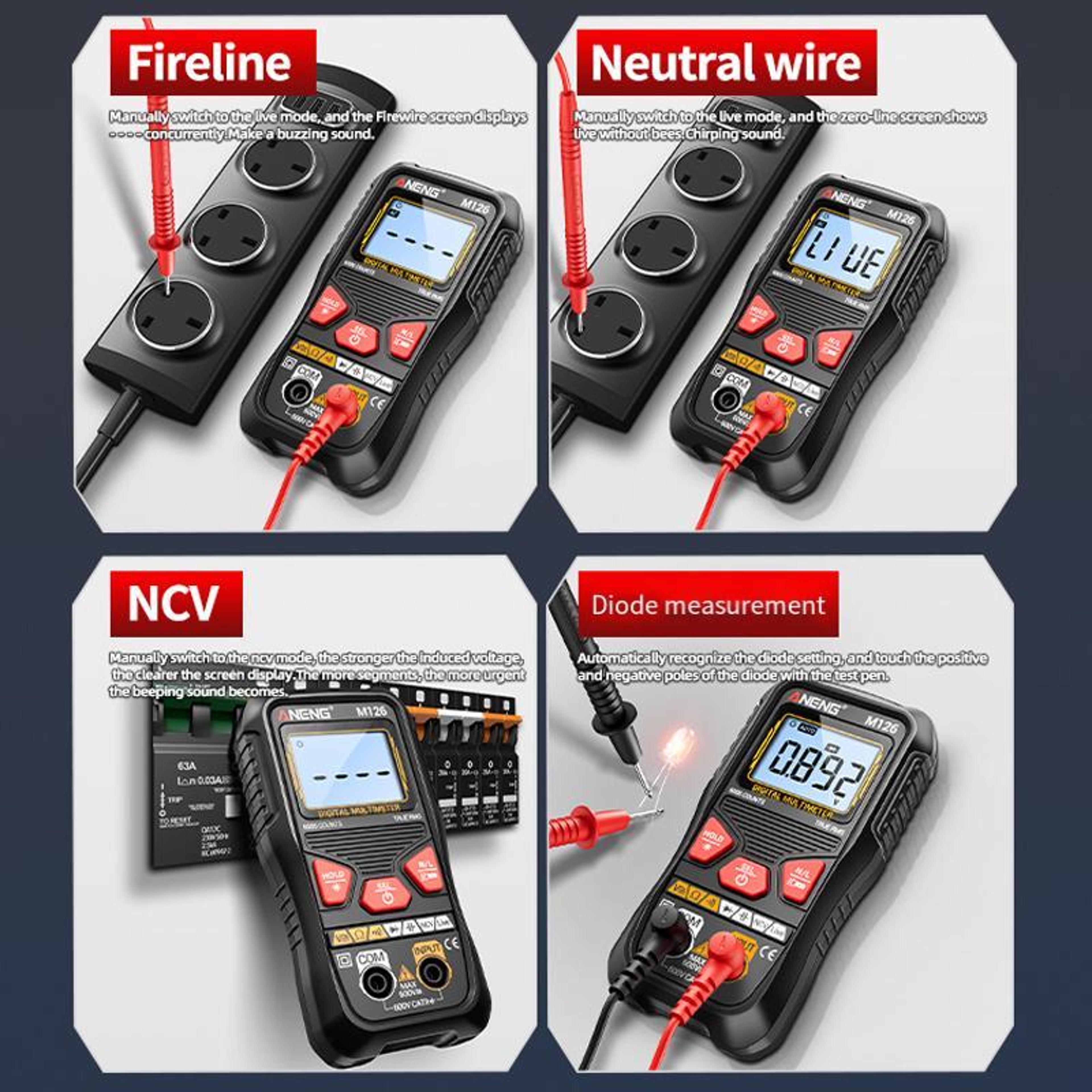 Digital Multimeter With NCV Voltage Tester And 6000Count Backlit Display 8