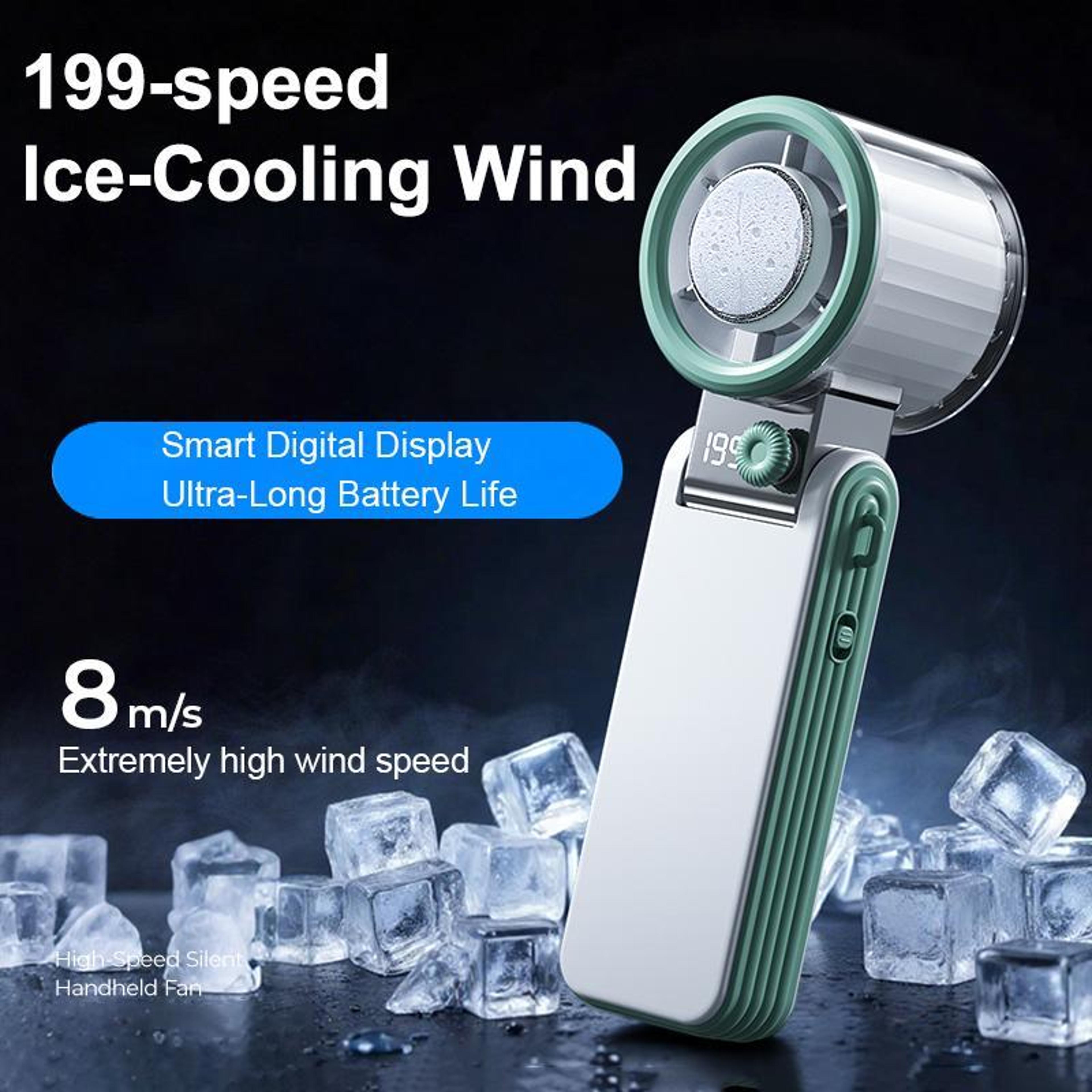 Portable Handheld Turbo Fan With 199 Speeds Digital Display And Foldable Design 5